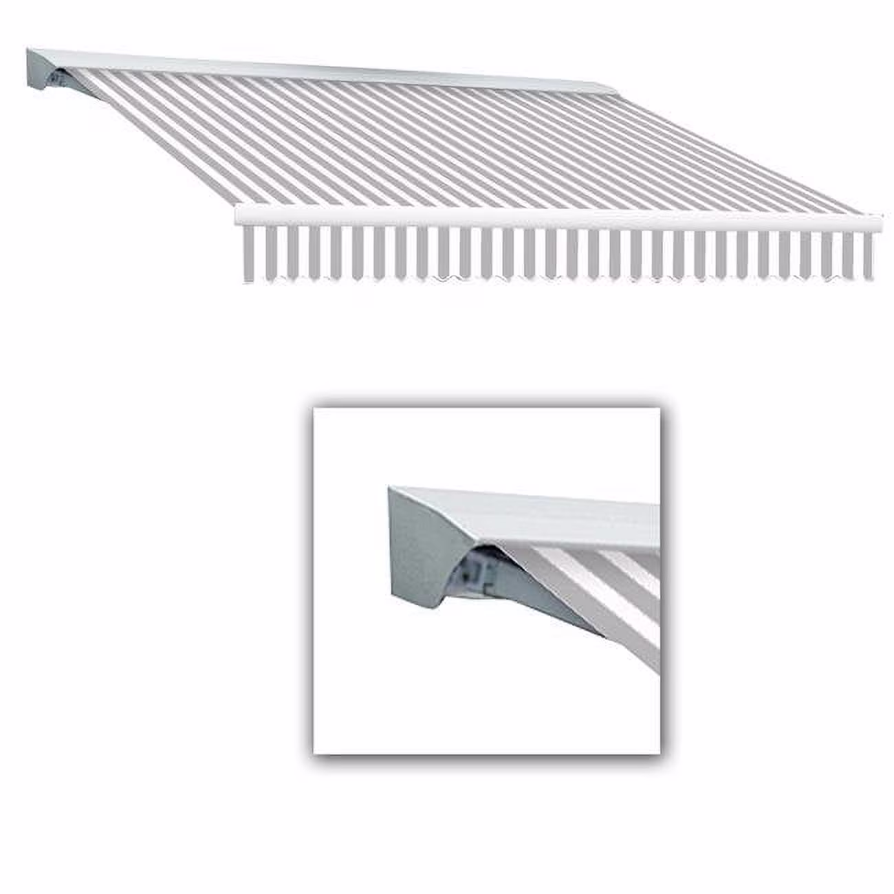 Awntech  16 ft. Destin with Hood Left Motor & Remote Retractable Awning, Gray & White - 120 in.