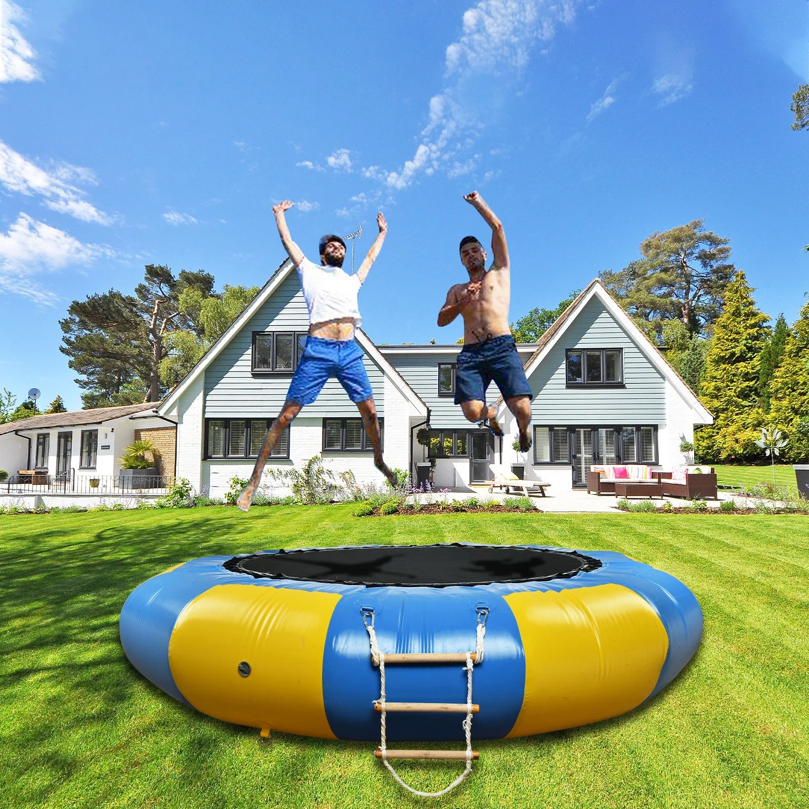 10Ft Inflatable Water Trampoline Bounce Swim Platform For Water Sports