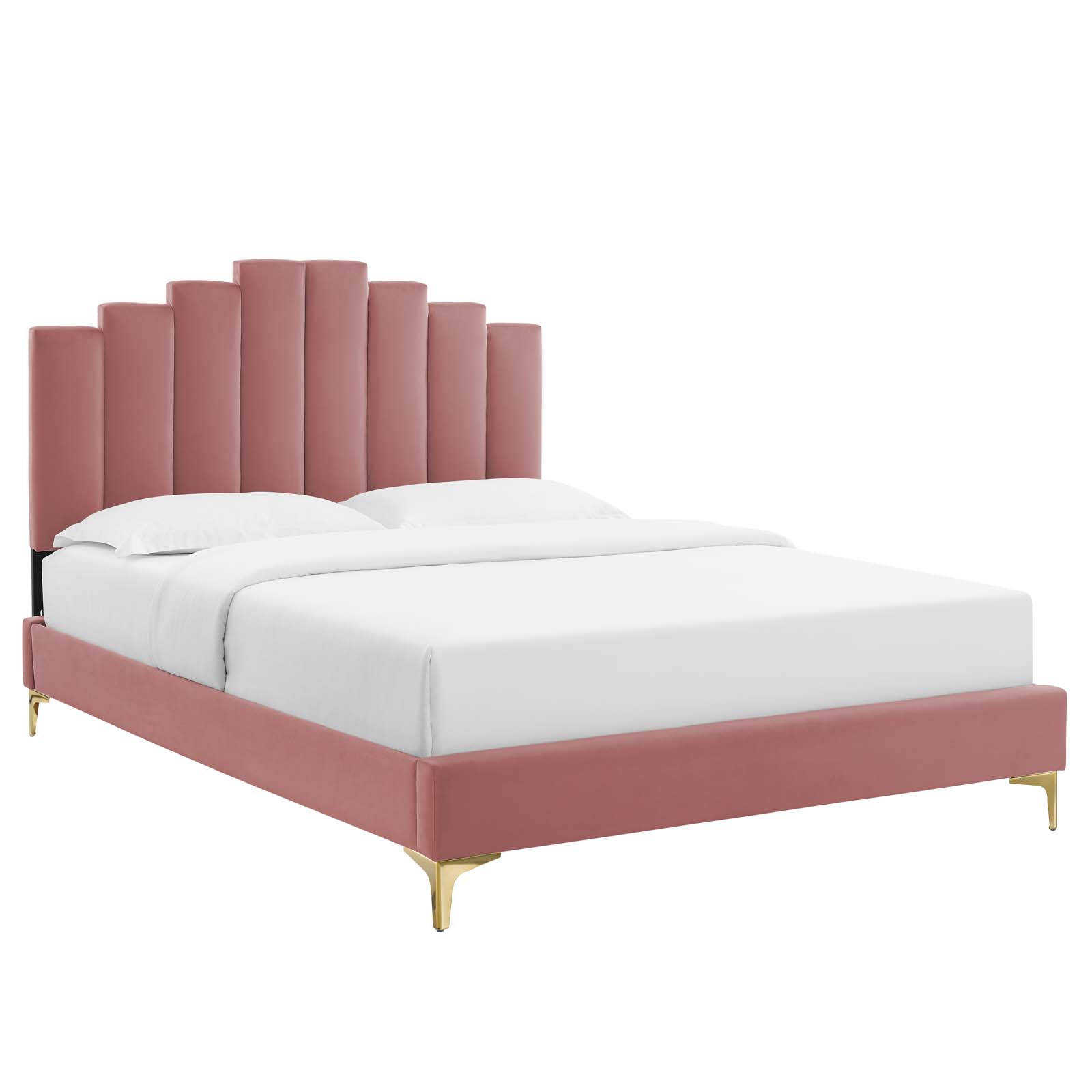 Modway Elise King Performance Velvet Platform Bed in Dusty Rose