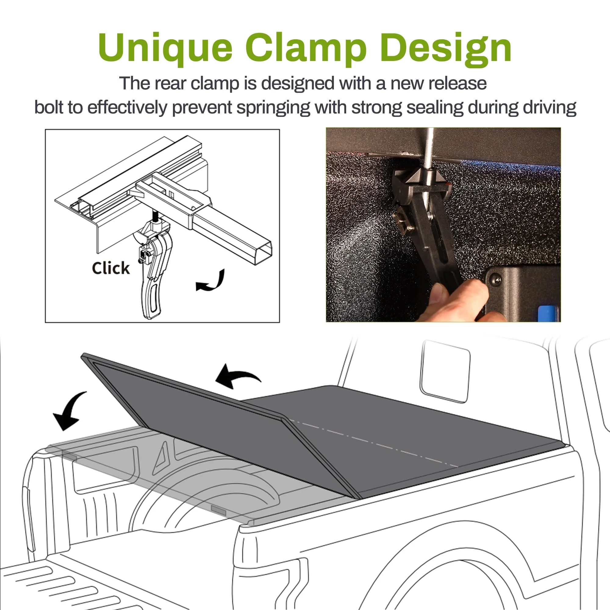 Ledkingdomus 5.7ft Soft Tri-fold Truck Bed Tonneau Cover for 09-23 Dodge Ram 1500 Without Rambox