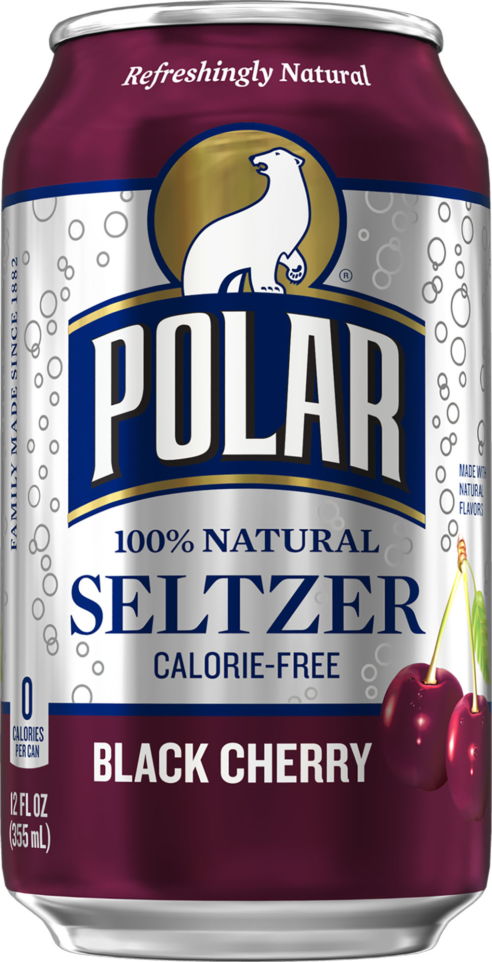 Polar Seltzer Water, Black Cherry, 12 Fl Oz, 24 Count