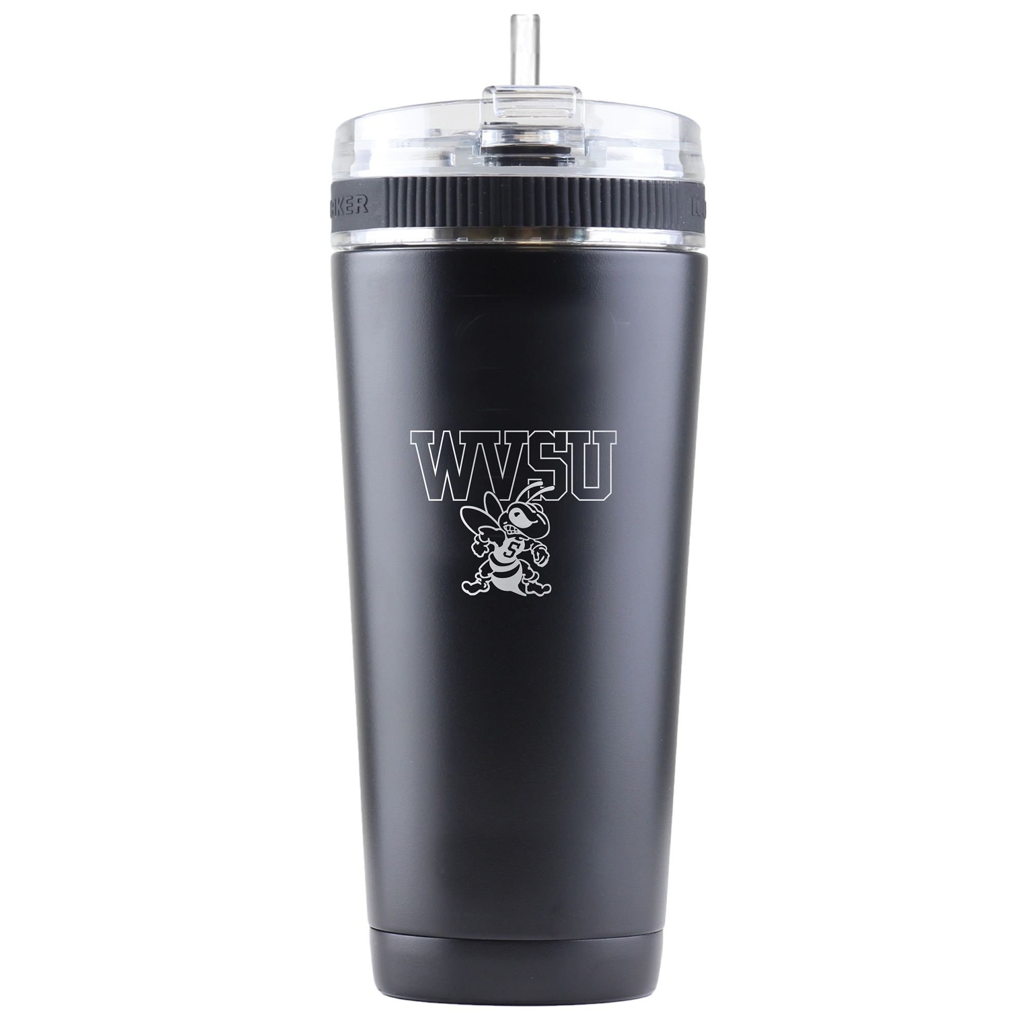 Black West Virginia State Yellow Jackets 26oz. Ice Shaker Flex Bottle
