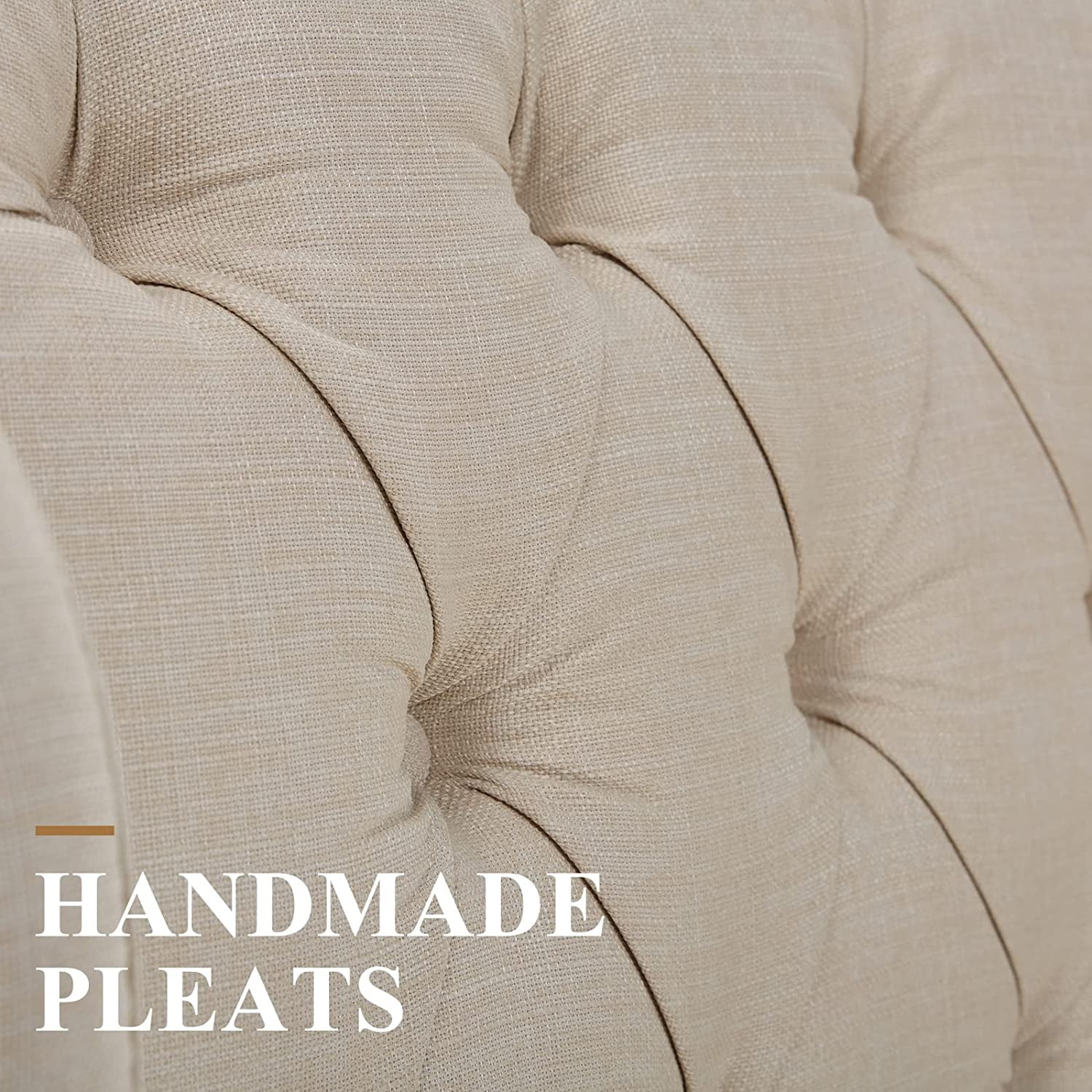 PaPaJet Upholstered Bed Frame Queen Size Platform Bed Deep Button Tufted Handmade Headboard Shell Wingback/No Box Spring Needed/Wood Slats Support(Beige)