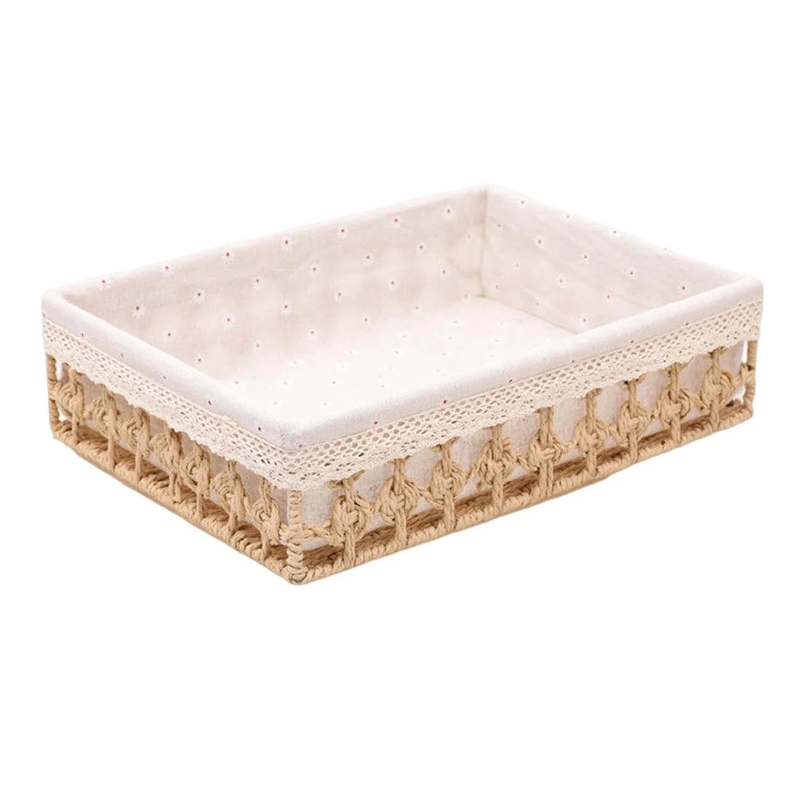 Baskets Cosmetic Box Straw Handwoven Gift Desktop Sundries Organizer Home Appliance for Vegetables Breakfast Bathroom Bedroom large