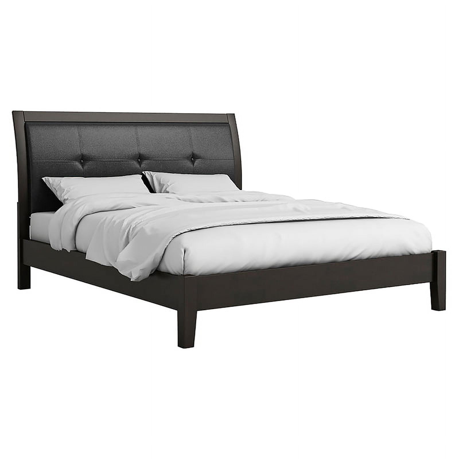 Furniture of America Muscett Contemporary Faux Leather Tufted Platform Bed, California King, Espresso