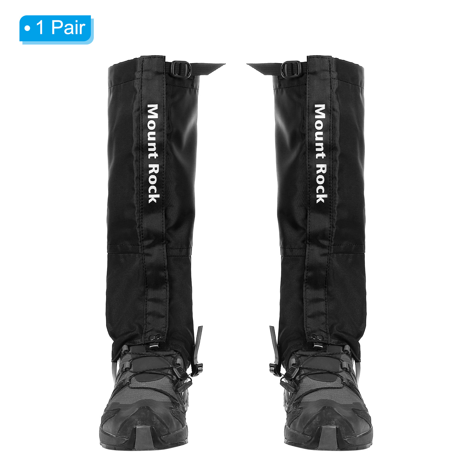 Uxcell Leg Gaiters, Waterproof Shoe Covers Adjustable Snow Boot Gaiter, Black, XL