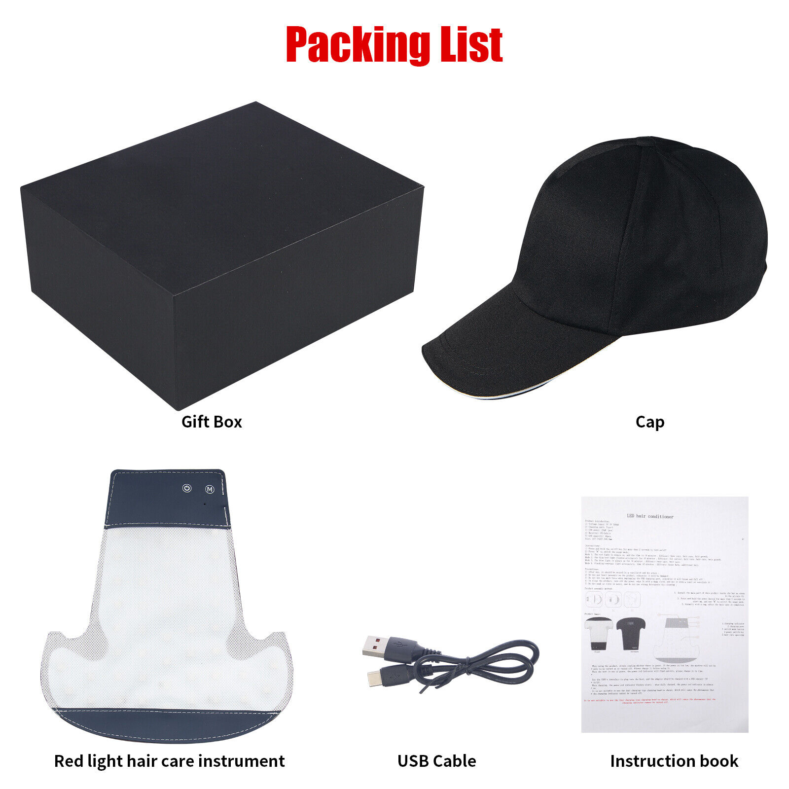 Professional Anti-Hair Loss Hair Care Hat with Blue & Red Light - Fast Regrowth, 48 LED