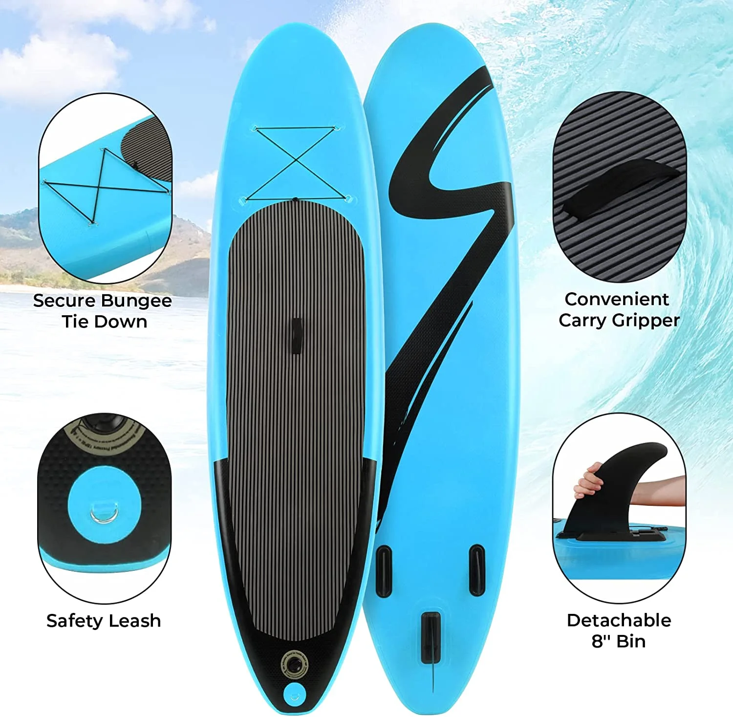 streakboard Inflatable Stand Up Paddle Board Non-Slip Deck with Backpack, Leash, Paddle, Hand Pump & Repair Kit