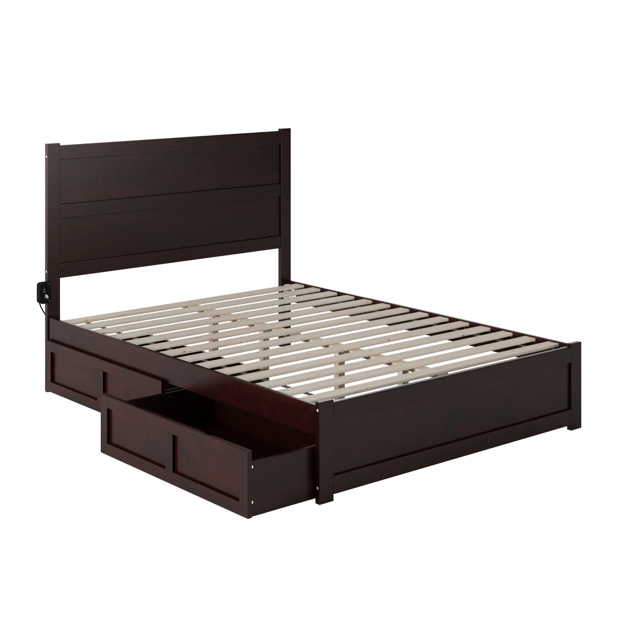 AFI NoHo Queen Wood Bed with Footboard and 2 Drawers in Espresso