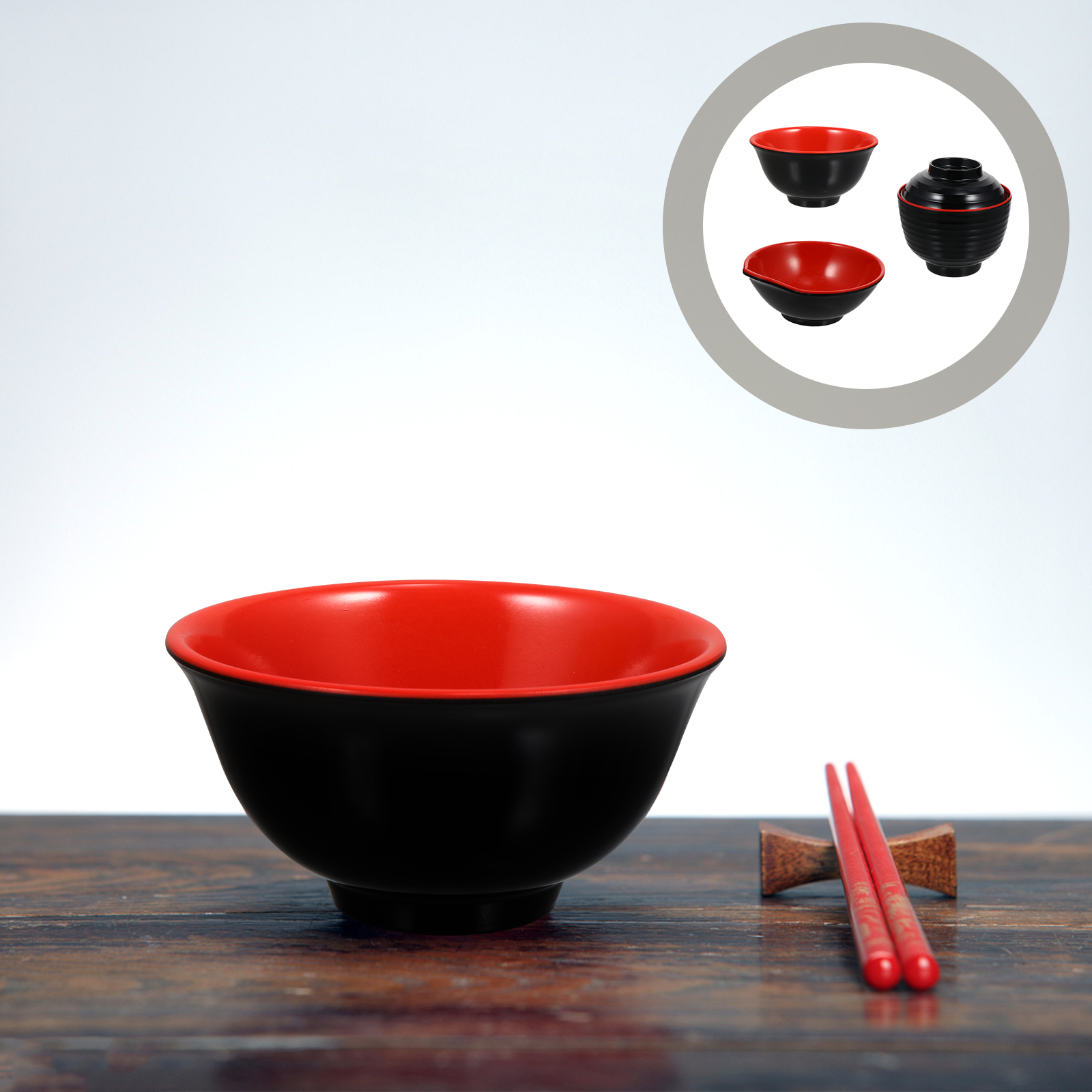 OUNONA 1 Set 3pcs Melamine Imitation Bowl with Lid Soup Bowl Tableware (Black)