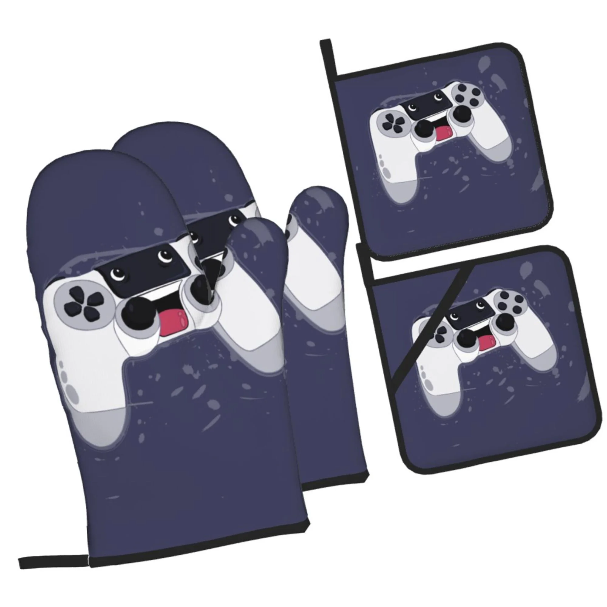 ZICANCN Oven Mitts and Pot Holders Sets,Game Controller Baking Sets Kitchen Heat Resistant 4 Pieces