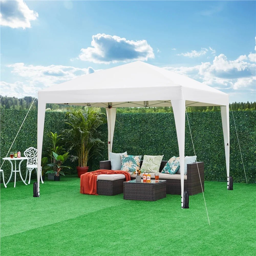 Easyfashion 10x10ft Enclosed Pop-Up Canopy with  Window for Party Wedding Marketing, White