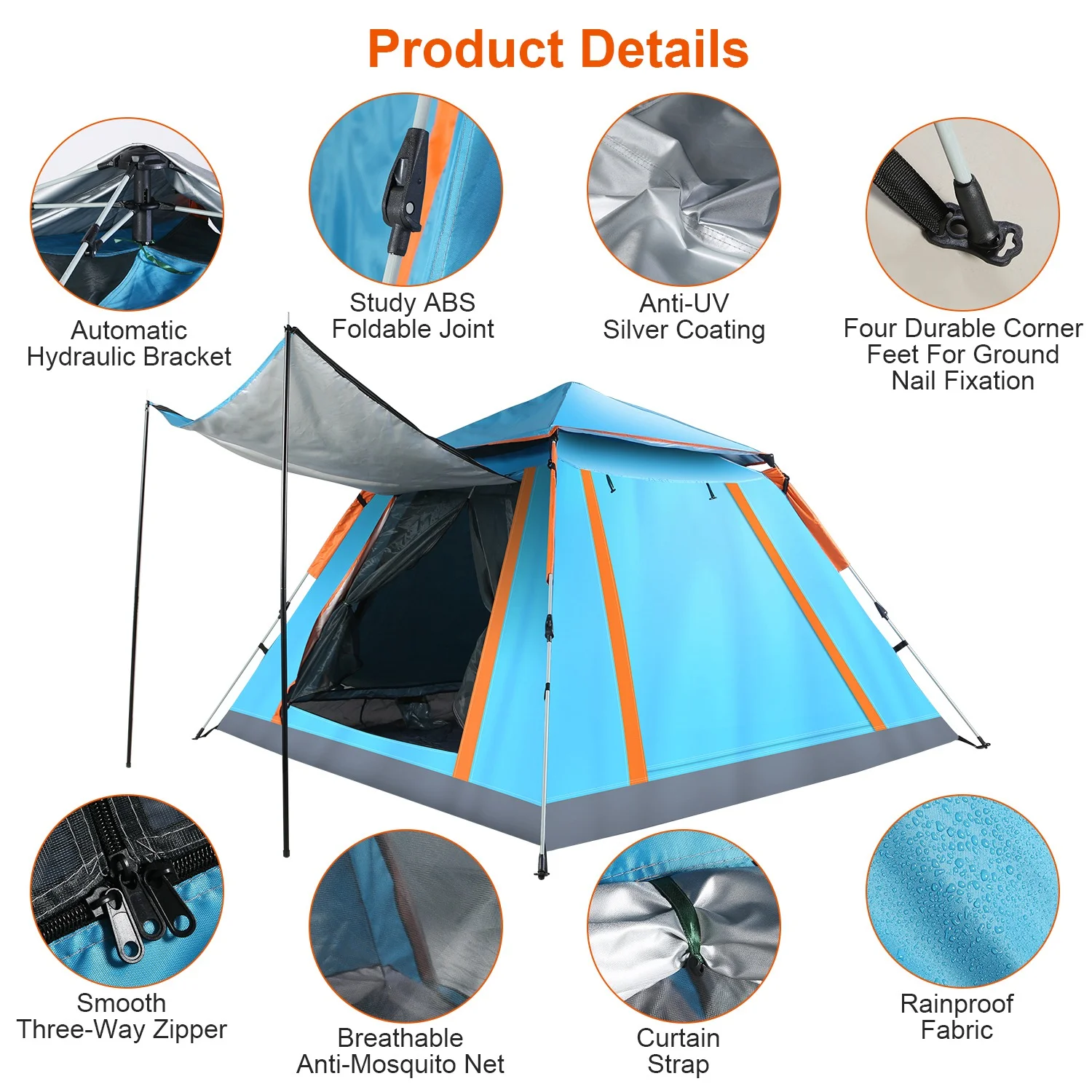 iMountek 4/5 People Family Tent, Outdoor Camping Tents with 2 Mosquito Nets Windows Carrying Bag for Hiking Climbing Adventure Fishing,Blue