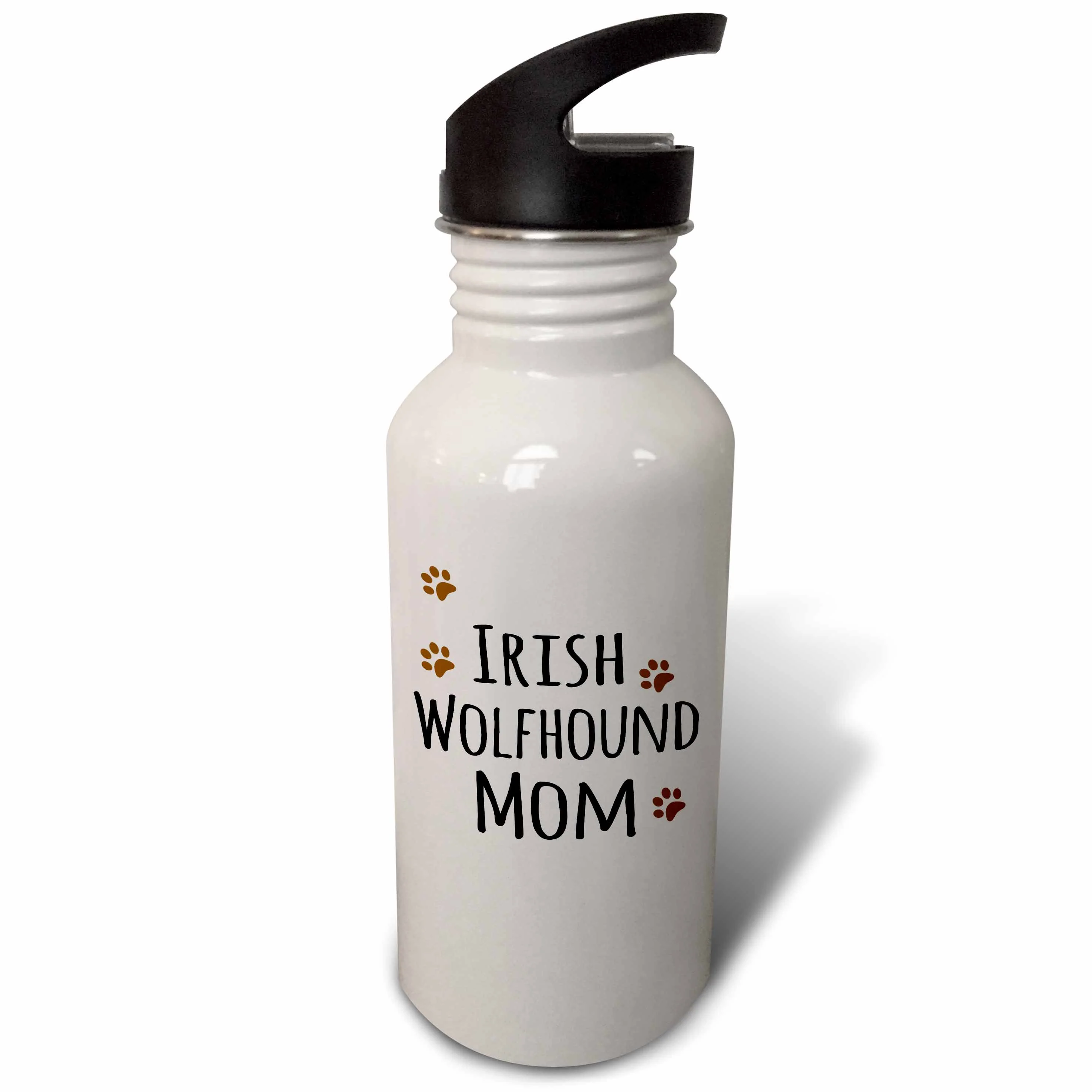 Irish Wolfhound Dog Mom - Doggie by breed - brown muddy paw prints doggy lover proud pet owner mama 21 oz Sports Water Bottle wb-154139-1