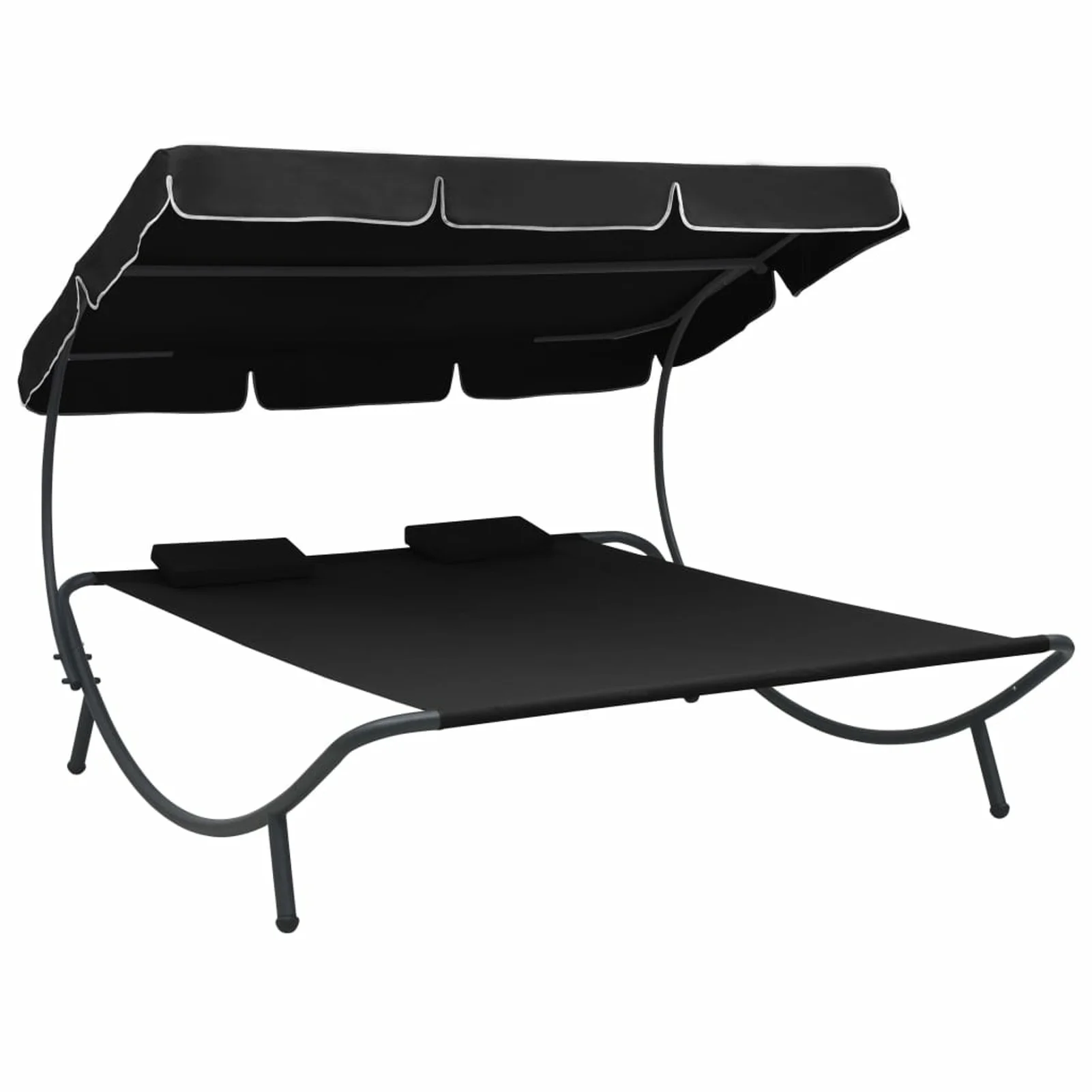 OWSOO Outdoor Bed with Canopy and Pillows Black