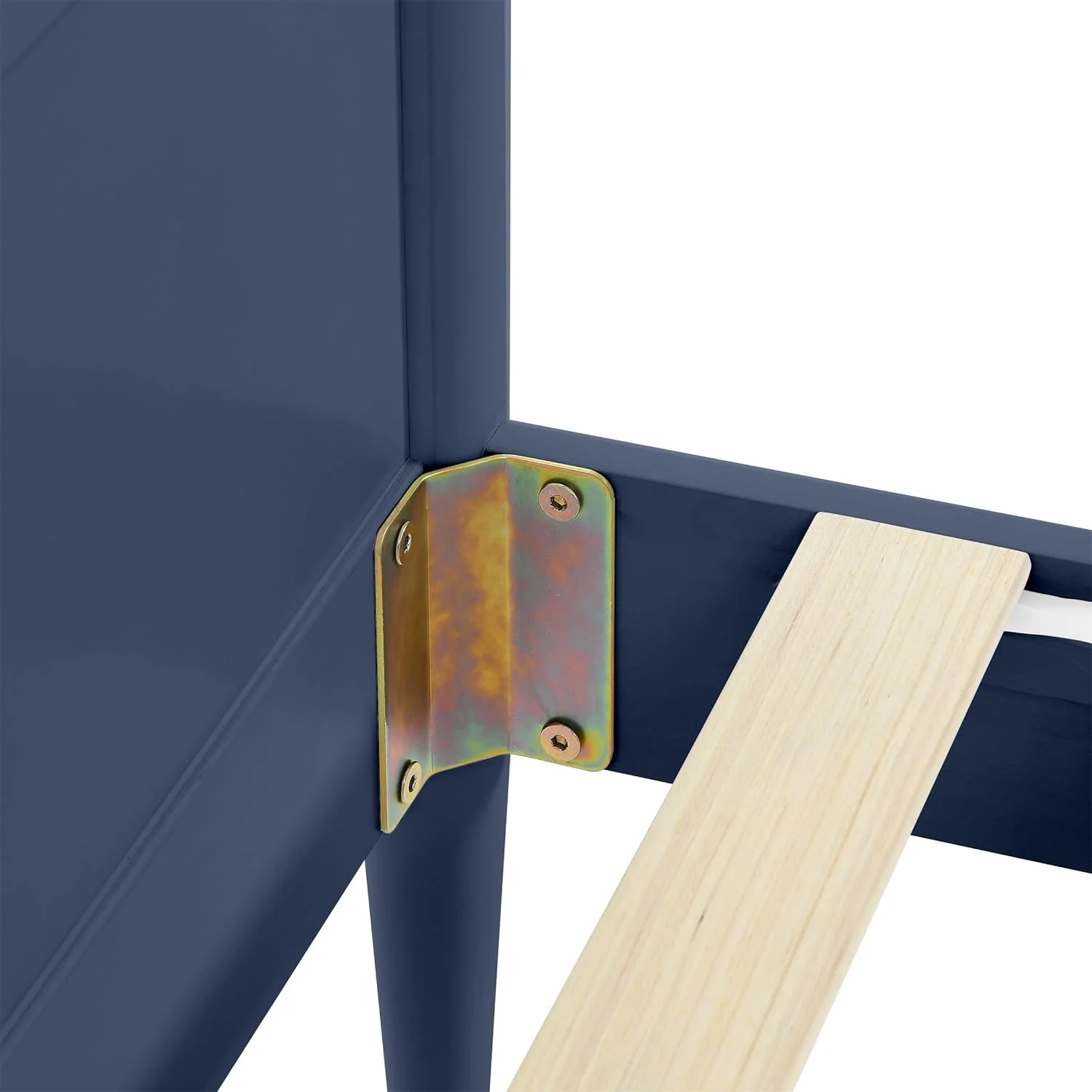 Wooden Bed Frame With Headboard & Footboard Designed With Classic Finials, Beadboard Paneling And Lathe-Turned Feet，No Box Spring Needed (Blue)