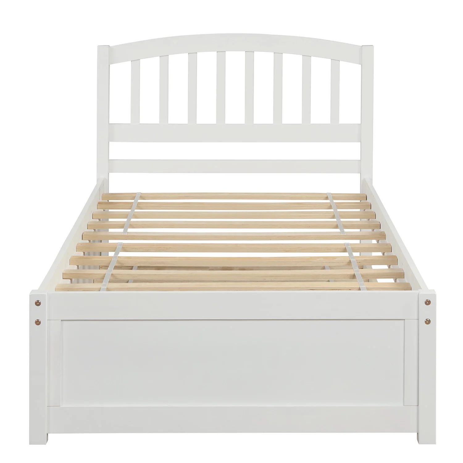 CoSoTower Twin size Platform Bed Wood Bed Frame with Trundle, White