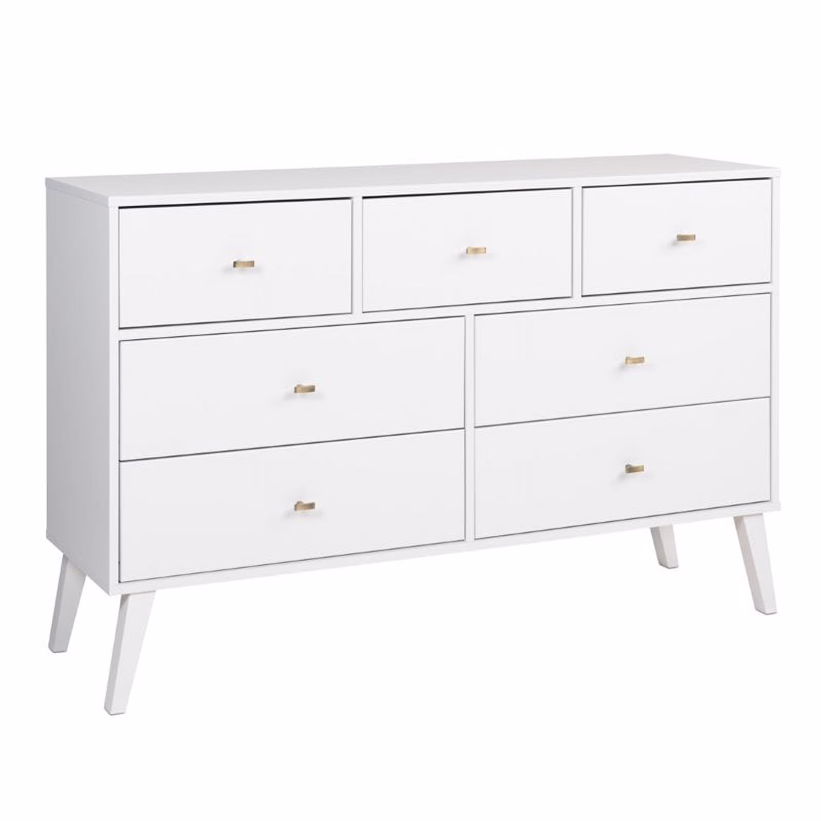 Allora Mid Century Modern 7 Drawer Dresser in White