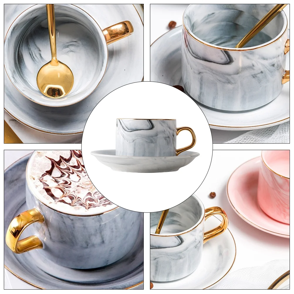 HOMEMAXS 1 Set of Creative Coffee Mug Afternoon Tea Ceramic Cup Mug with a Saucer (Grey)