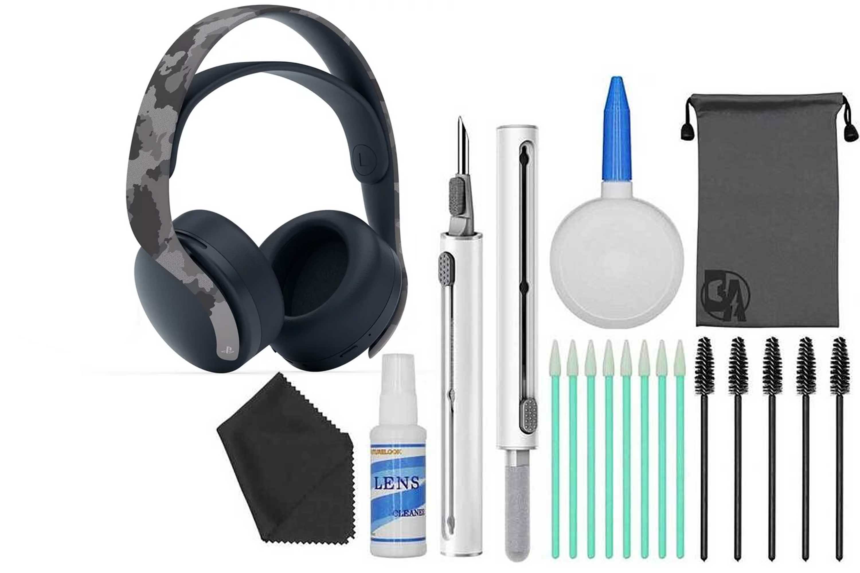 Play Station Pulse 3D Wireless Camouflage Headset with Cleaning Kit Used