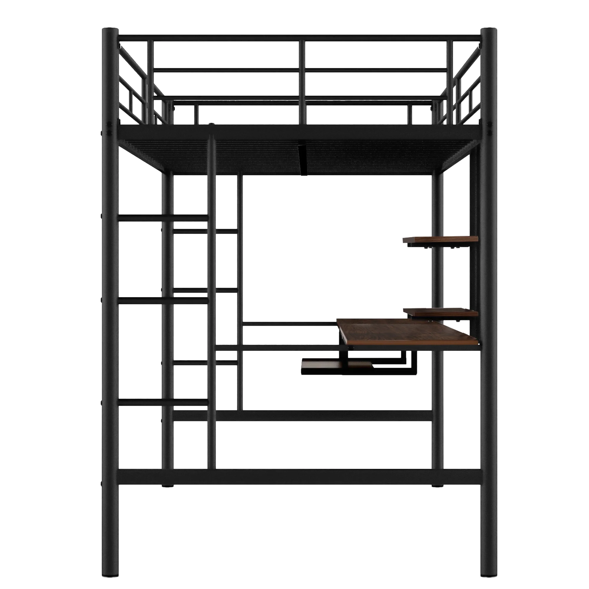 CoSoTower Loft Bed With Desk And Shelf, Space Saving Design, Full, Black