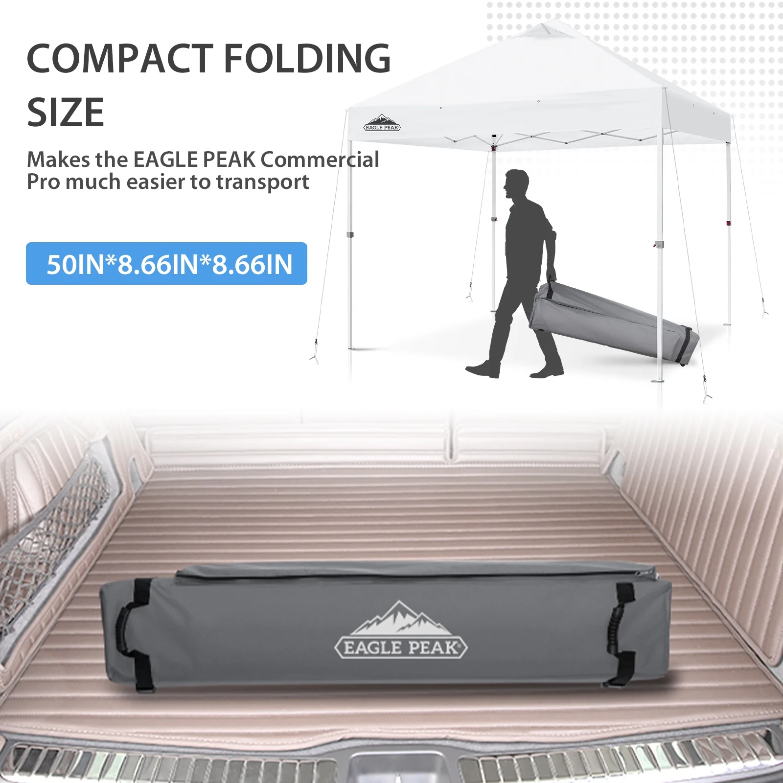 EAGLE PEAK 10' x 10' Heavy Duty Commercial Canopy Tent Pop Up Industrial Instant Canopy Shelter with 100 Square Feet of Shade (White)