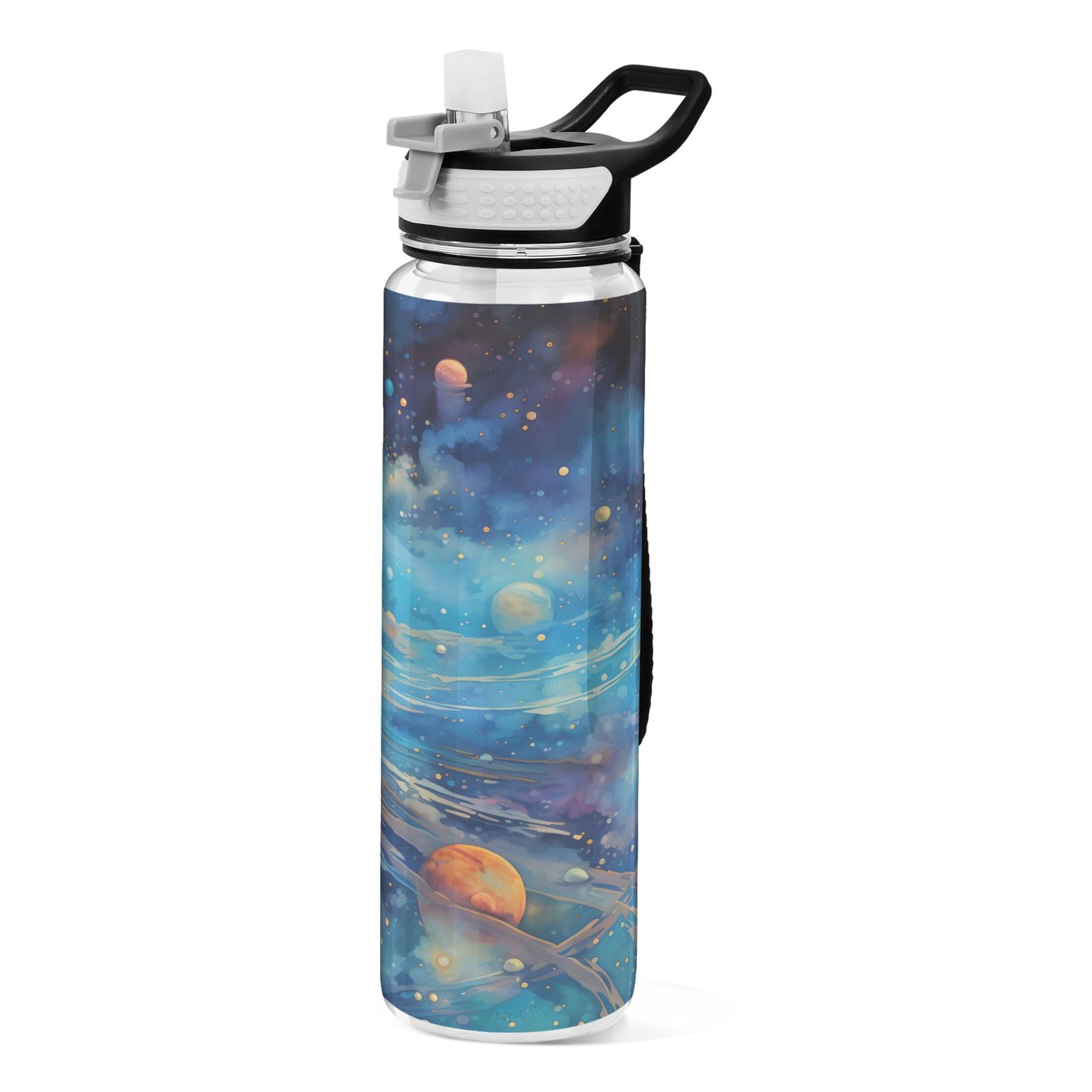 Space Universe 32oz Water Bottles with Straw Tritan Leakproof Sports Bottle BPA Free Clear for Fitness Gym Swimming Cycling
