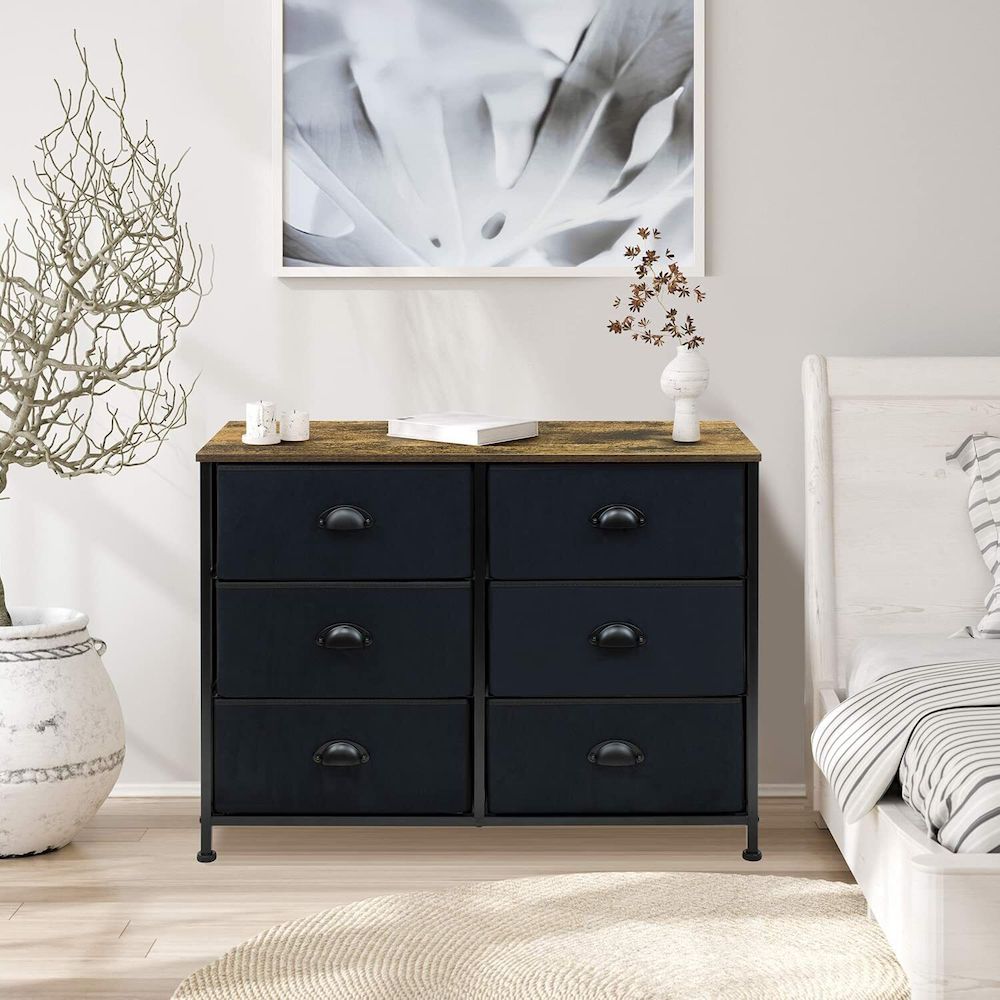 6 Drawers Dresser Furniture Tall Storage Organizer Unit for Bedroom