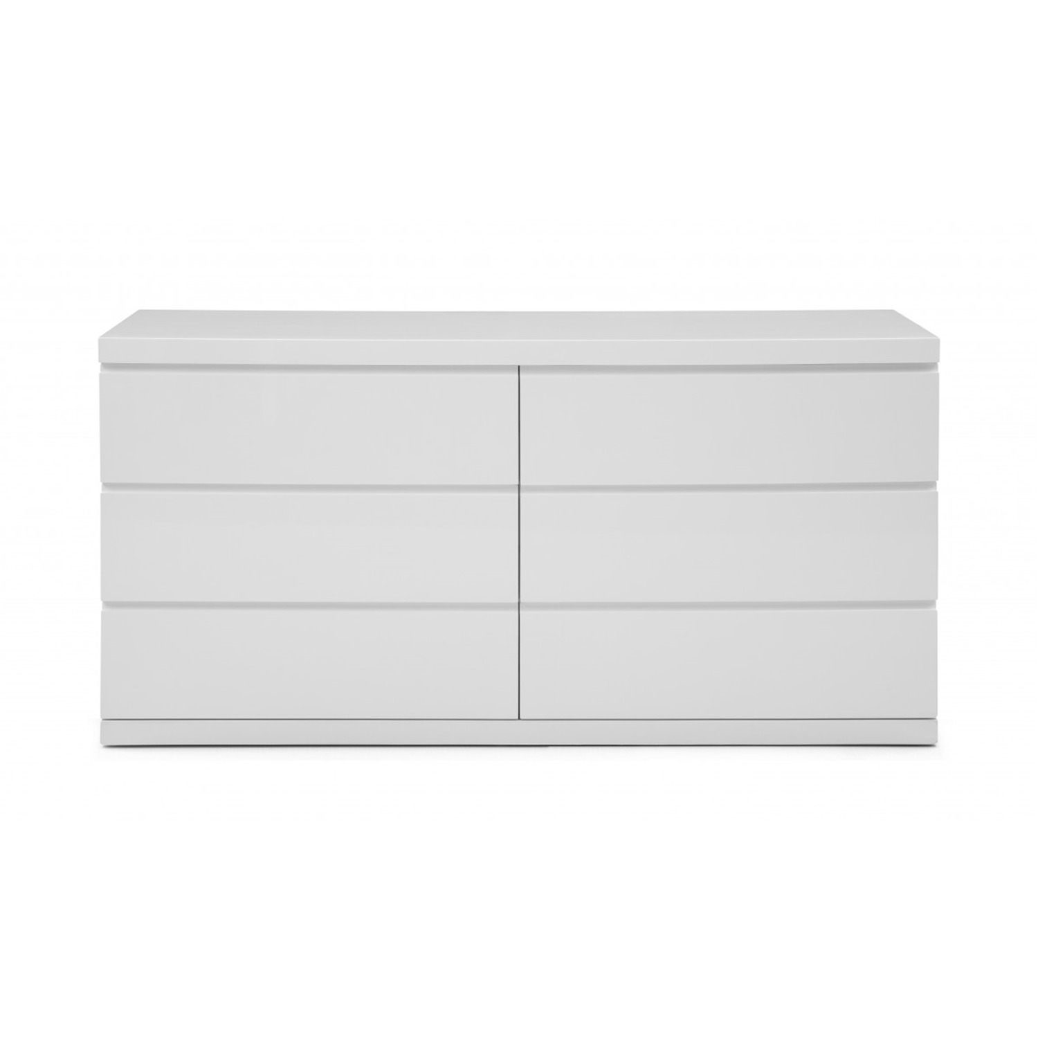 Whiteline Modern Living White Anna Contemporary High Gloss Lacquer Dresser, Full Extension Drawers