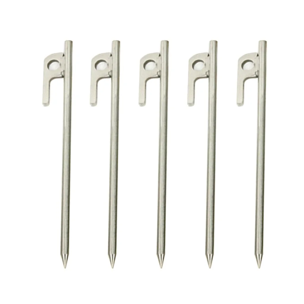 5 Pieces Tent Nails Heavy Duty 304 Stainless Steel Outdoor Camping Awning Tent Nail Stake Peg Tent Accessories Equipment - 20cm