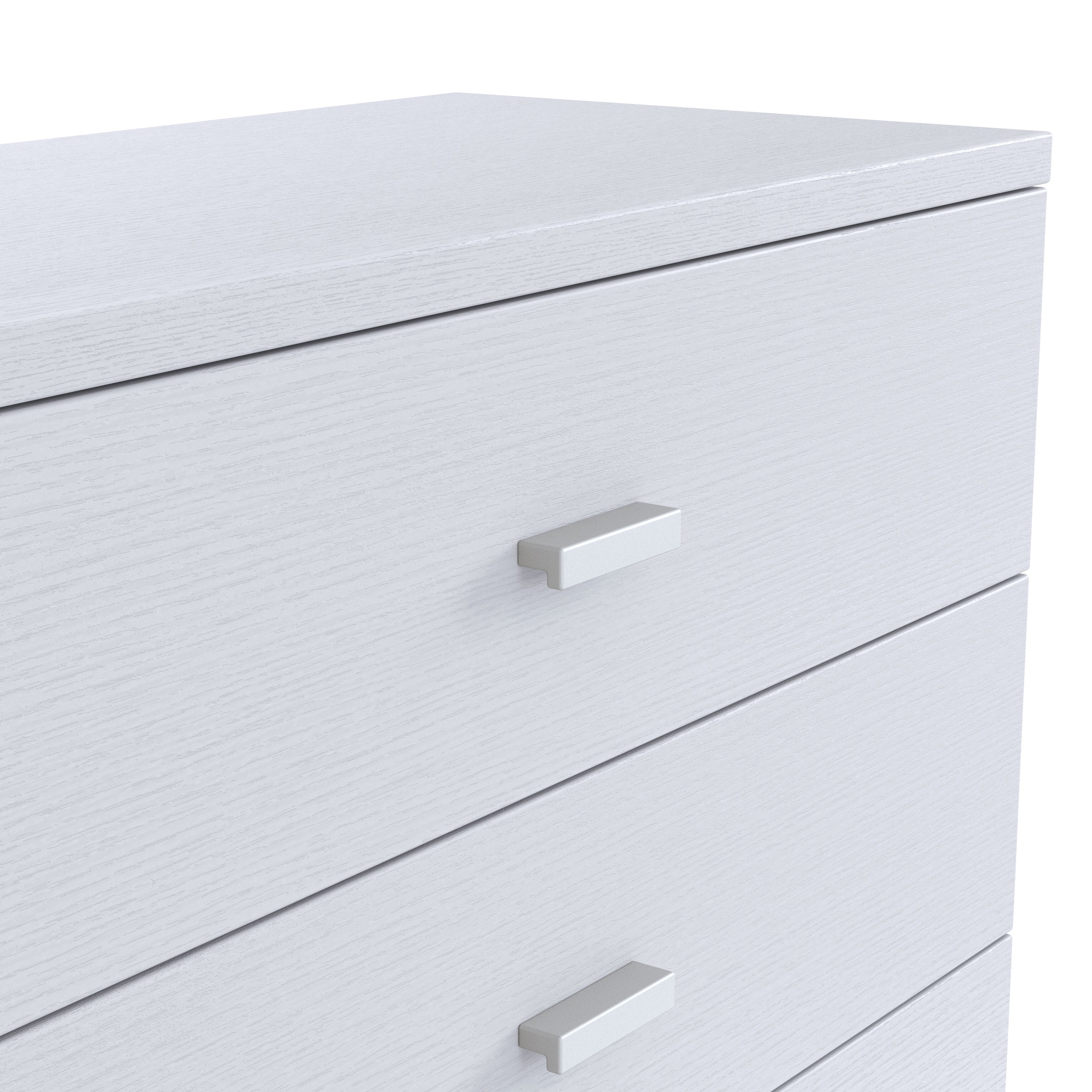 Denhour DH BASIC Mid-Century Modern White 4-Drawer Chest with Bar Pulls by