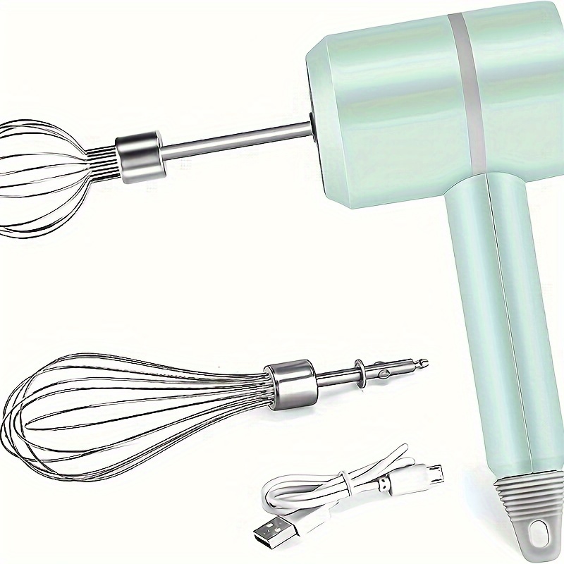 High-Speed 3-Speed Portable Electric Mixer - USB Rechargeable with Stainless Steel Accessories, Perfect for Baking Enthusiasts & Gifts