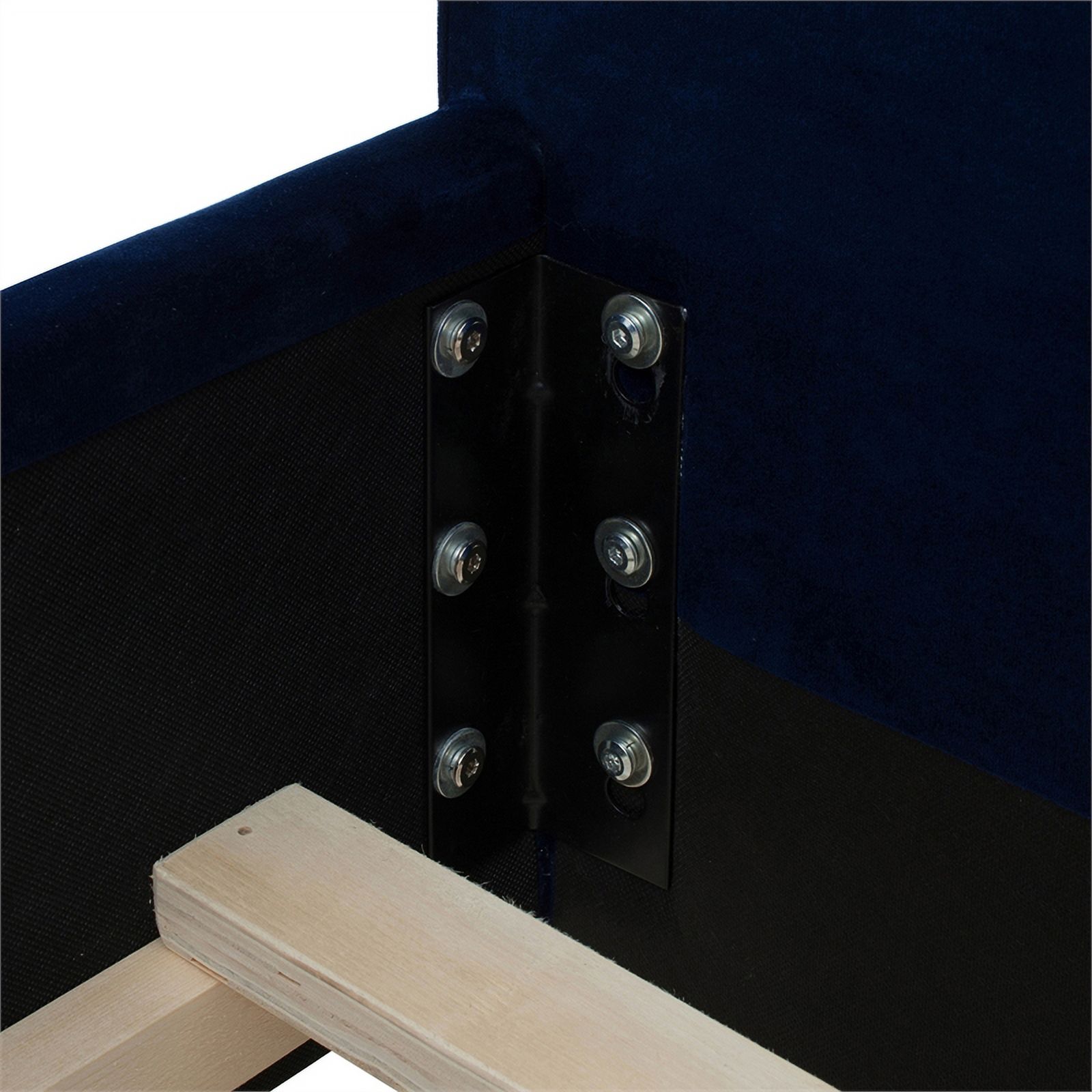 Maklaine Modern Hardwood Tufted Wingback Queen Bed in Navy Blue