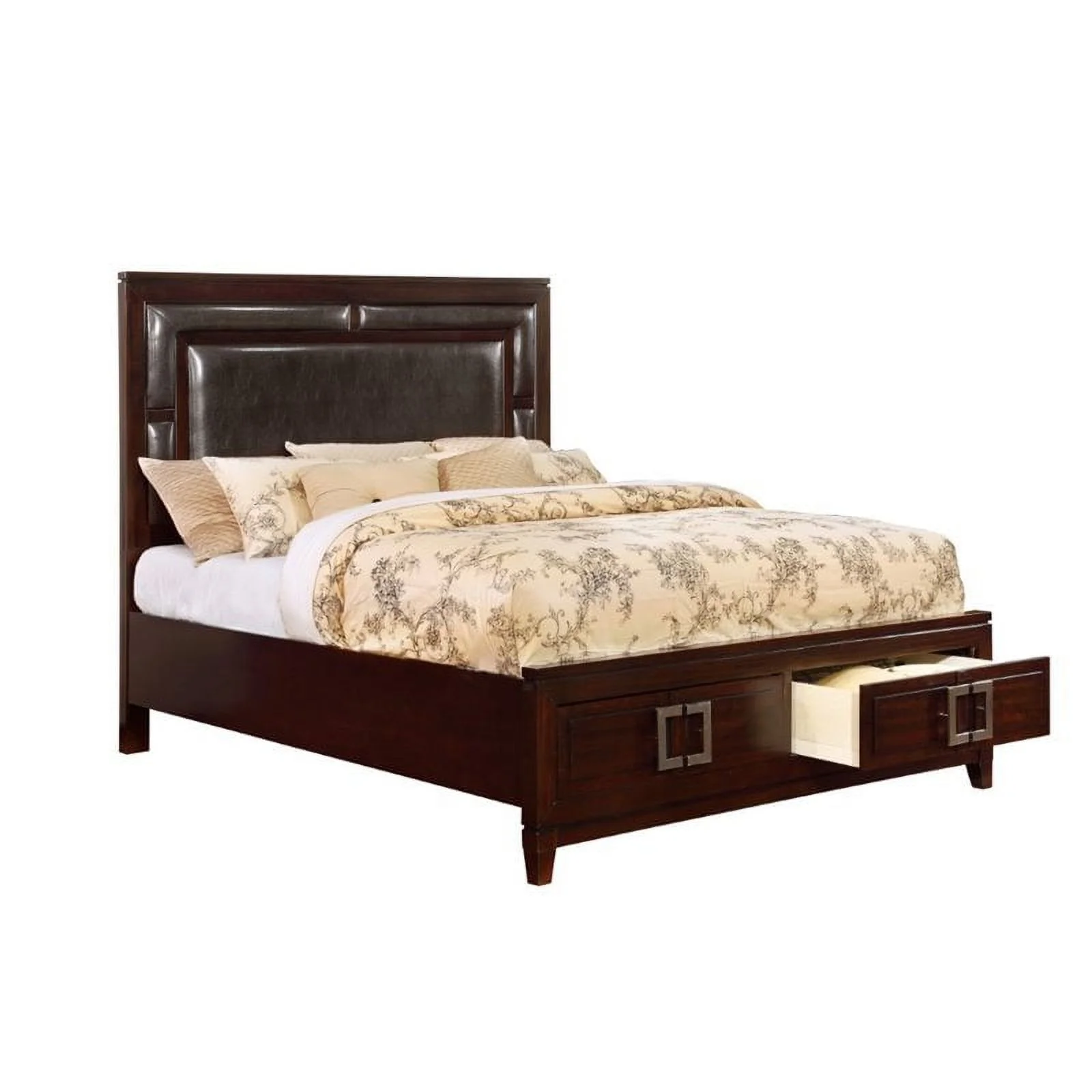 FOA Angelonia 2pc Cherry Solid Wood Bedroom Set - Queen + Nightstand