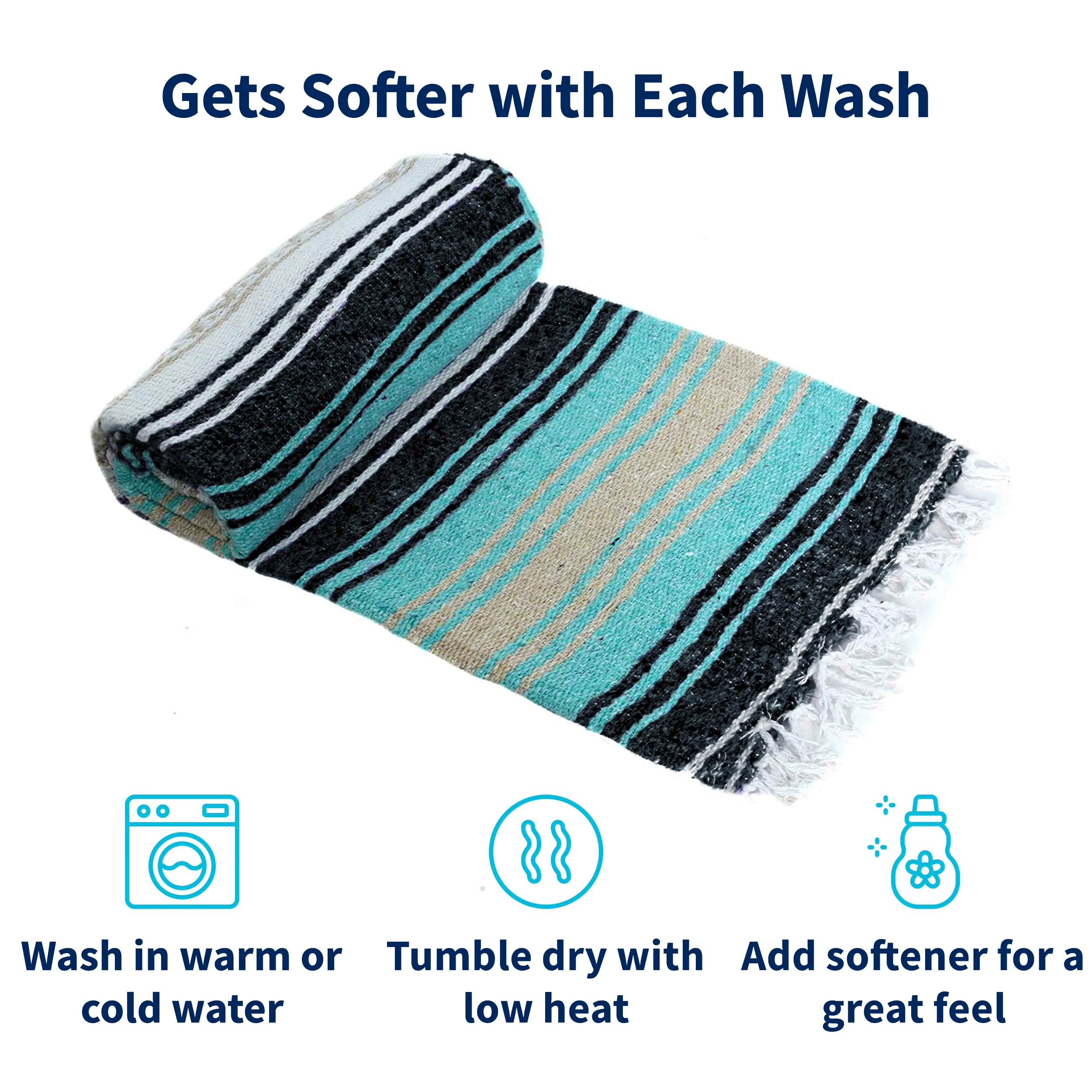 La Montana 4 Pack Mexican Blankets, 74