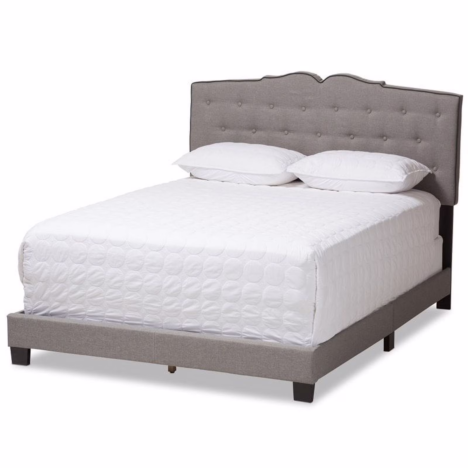 Bowery Hill Fabric Tufted King Bed in Light Grey