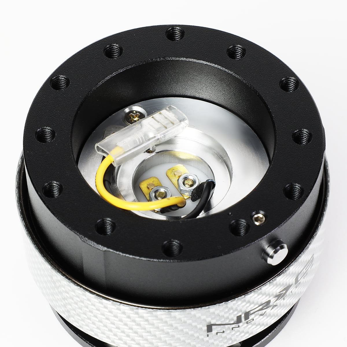 NRG Innovations NRG-SRK-200BK-SC NRG Innovations SRK-200BK-SC Steering Wheel Quick Release Adapter Gen 2.0 Black Body/Silver Carbon Fiber Ring