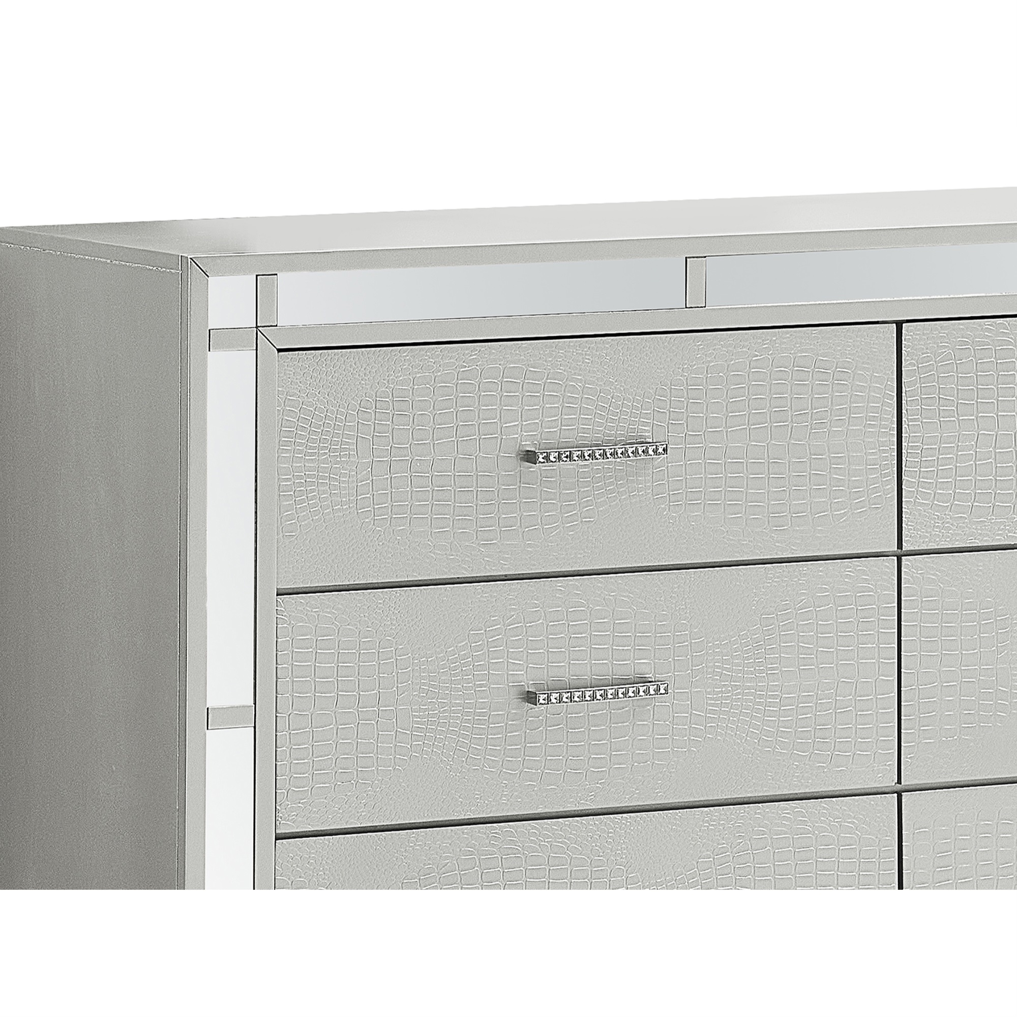 Passion Furniture  Madison 6-Drawer Silver Champagne Dresser - 37 x 59 x 17 in.