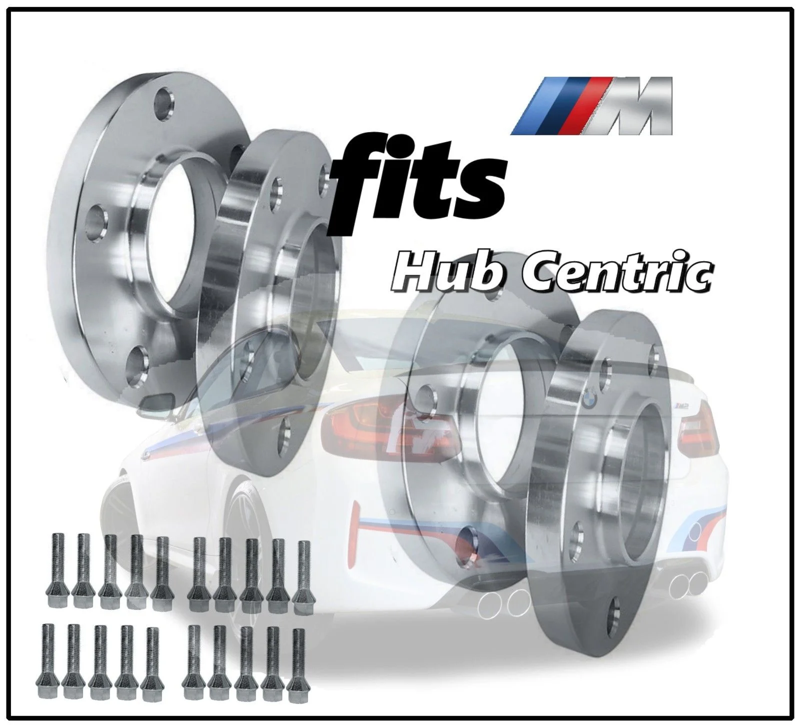 STAGGERED HUB CENTRIC WHEEL SPACERS BMW 12 MM & 15 MM 12x1.5 CHROME LUG BOLTS
