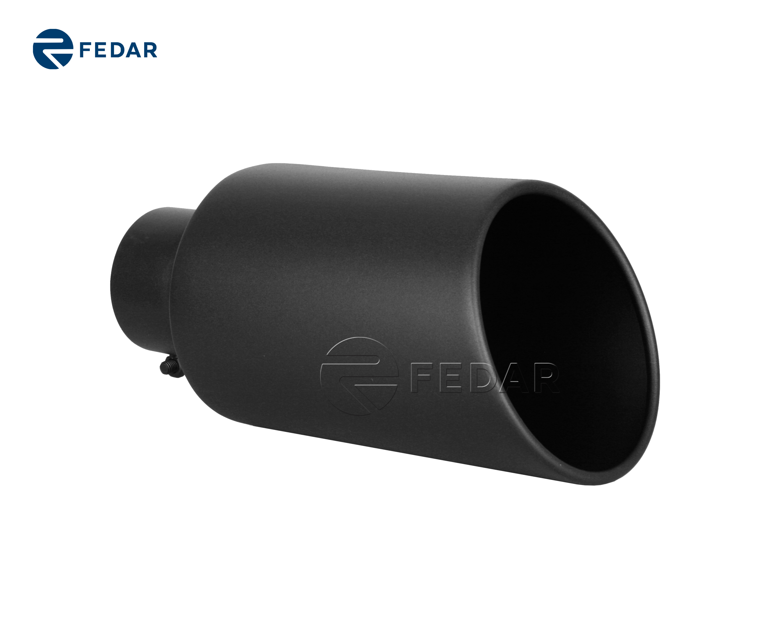 Fedar Black Inlet 4 Outlet 7 Rolled End Angle Cut Truck Exhaust Tip Tail Pipe Tailpipe