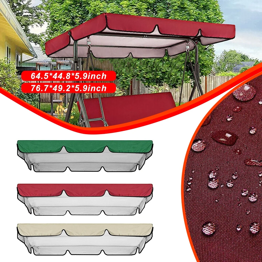 Waterproof Porch Swings Canop Seat Top Cover, for UV Protection Sun Shade & Rain Shelter, for 2-3 Person Canopy Chair Seat, Beige