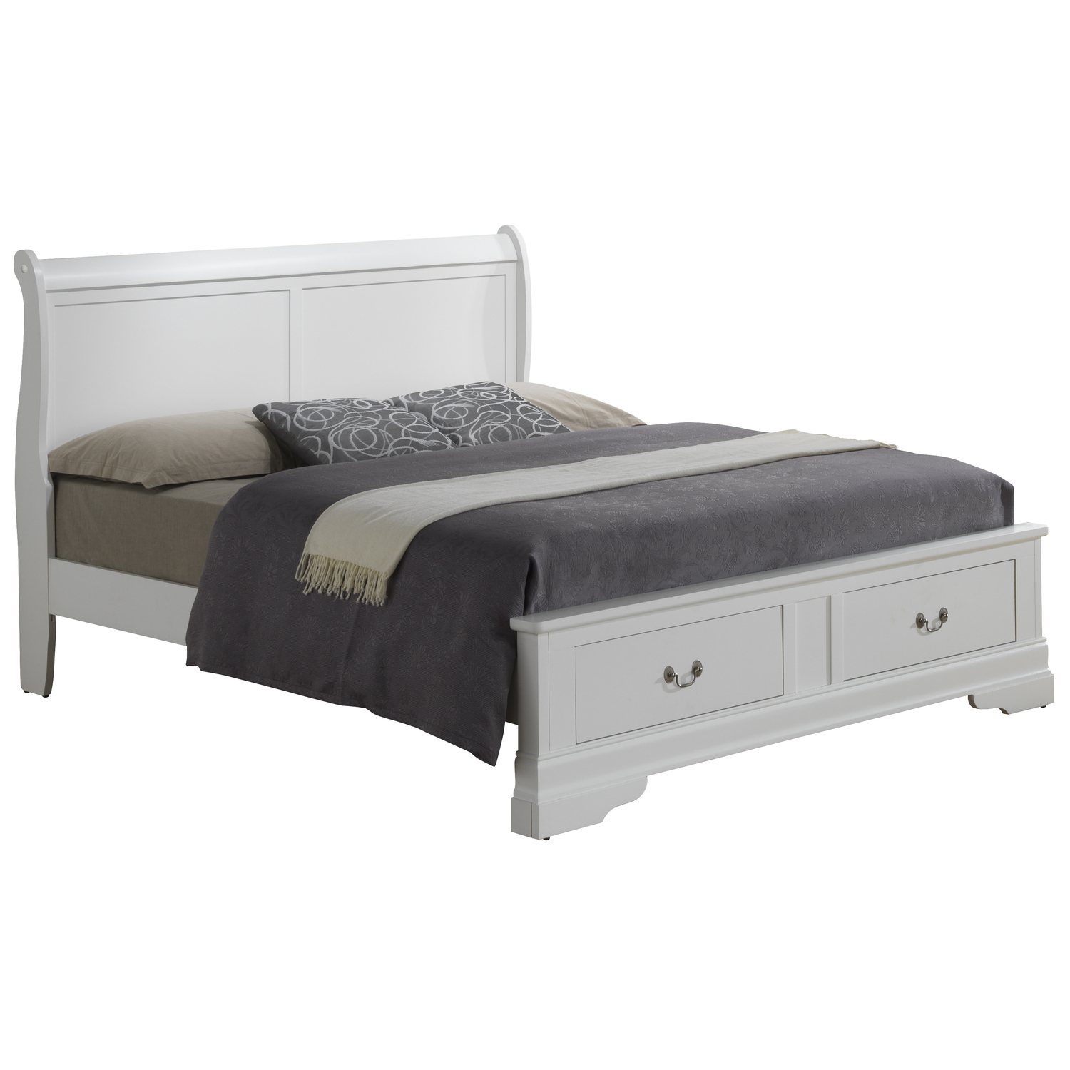 Glory Furniture Louis Phillipe Queen Storage Bed in White