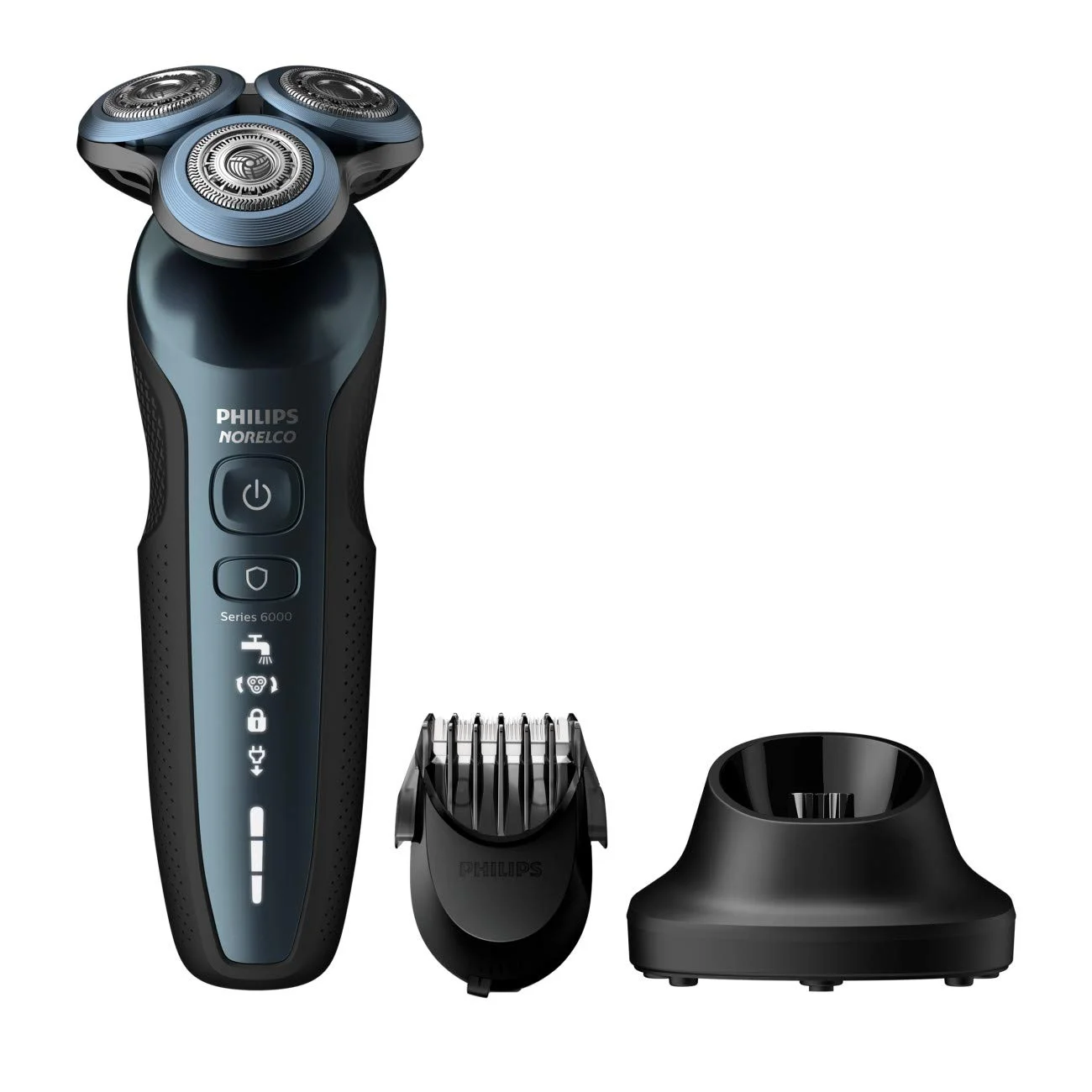 Norelco Series 6000 CORDLESS Mens Shaver with MultiFlex Heads and All NEW Skin Guard Mode and Click-on Precision Beard Styler Trimmer and Charging Base