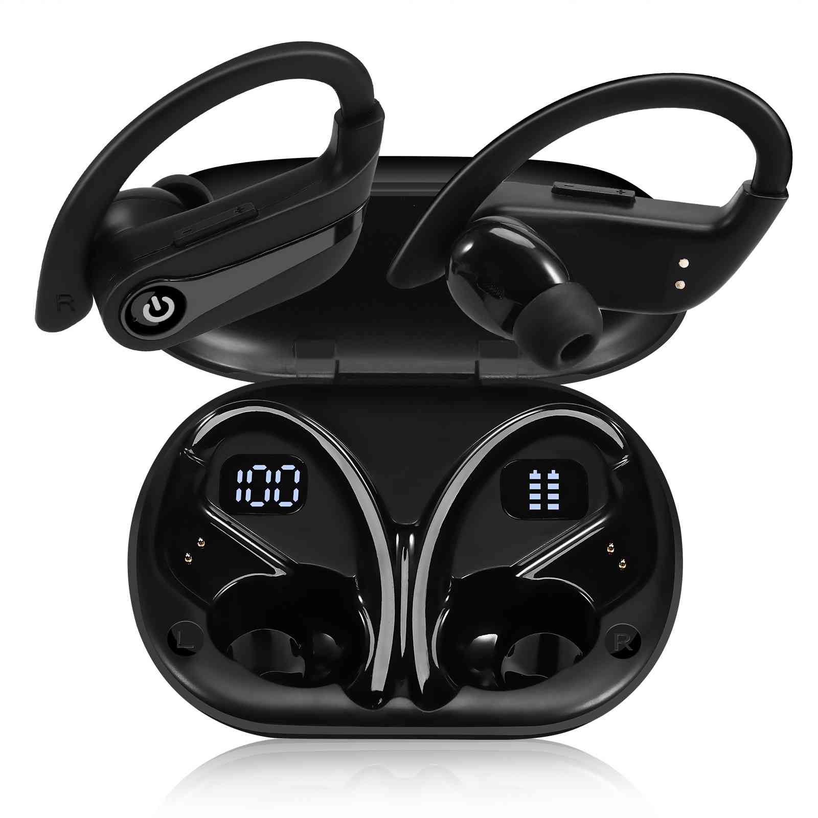 UrbanX over the ear headphones wireless Bluetooth with Earhooks Built-in Mic, 200H Superior Playtime, Immersive Sound, Quick-Pair, Secure Fit, IPX7 Waterproof, Compatible With Lenovo Tab 4 10 - Black