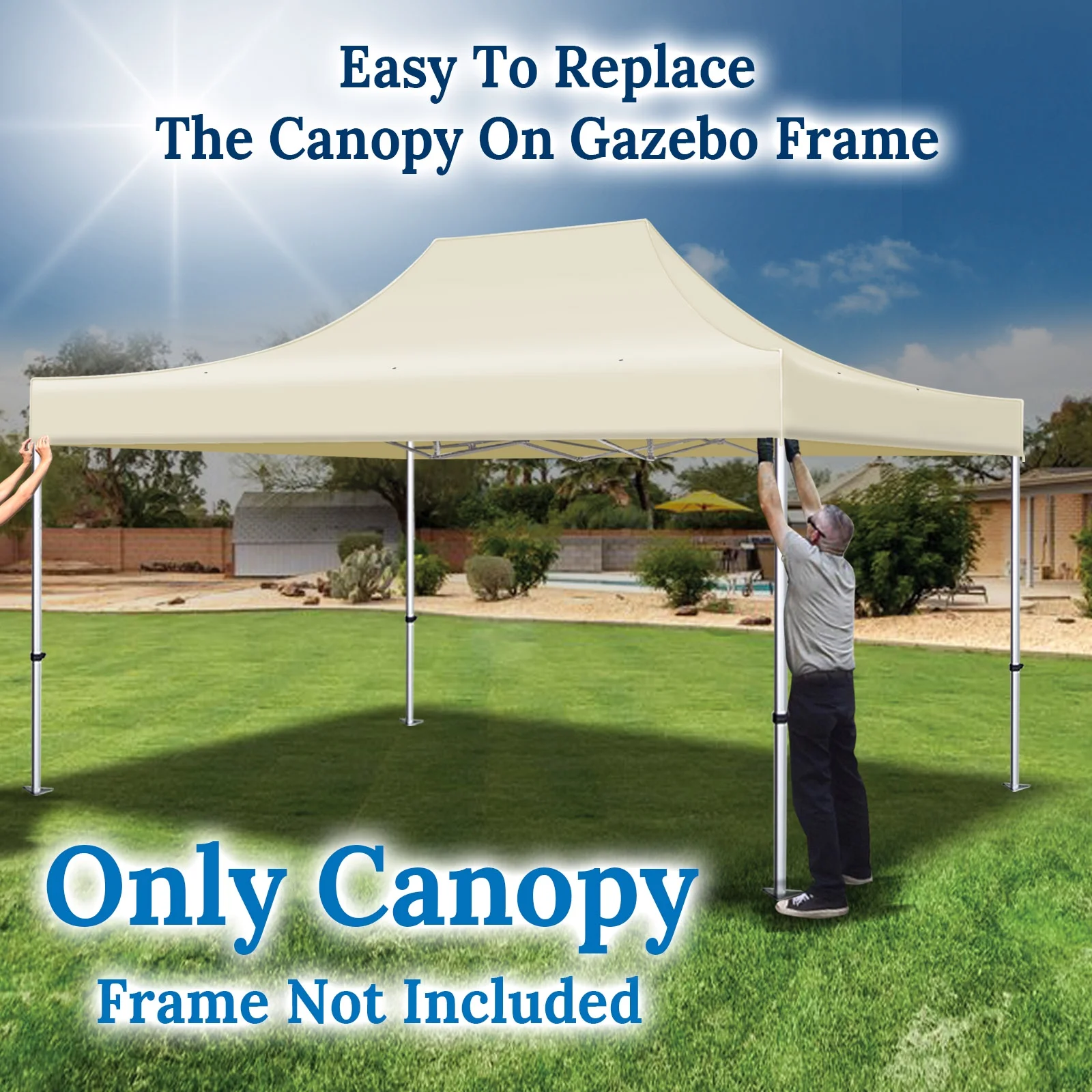 YardGrow 10x15 FT Pop Up Canopy Top Canopy Tent Replacement Top Gazebo Tent Cover ONLY