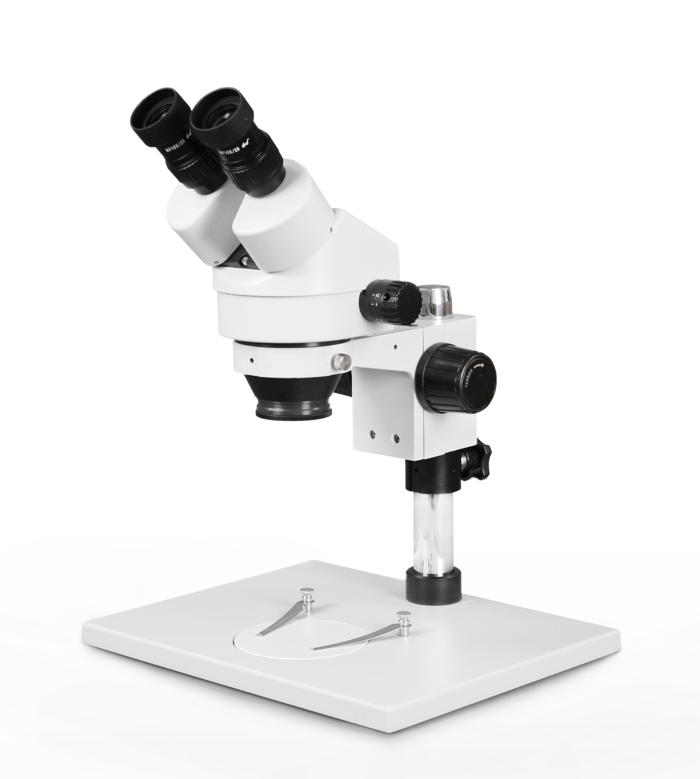 Vision Scientific VS-1AEZ Binocular Zoom Stereo Microscope, 10x WF Eyepiece, 0.7x—4.5x Zoom, 3.5x—90x Magnification, 0.5x & 2x Auxiliary Lens, Pillar Stand with Large Base