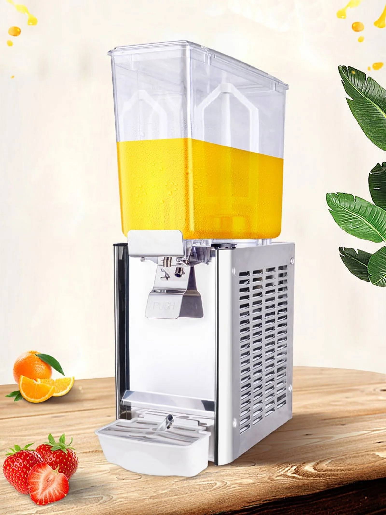 INTSUPERMAI Commercial Self-service Cold Juice Beverage Refrigerated Machine Drink Dispenser Single Cylinder Cafeteria Restaurant 12L