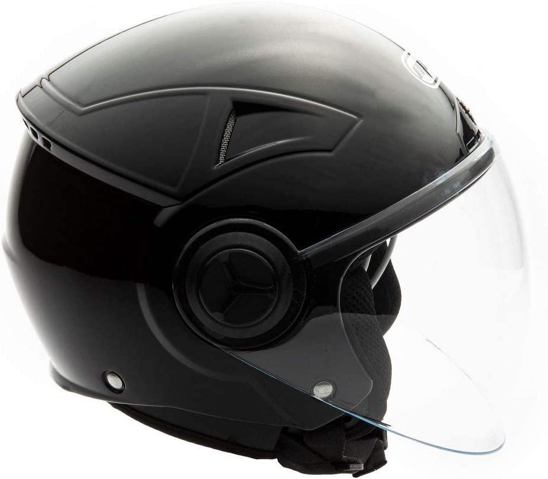 MMG Motorcycle Open Face Helmet DOT Flip-Up Visor Gloss Black (X-Large) Model 28