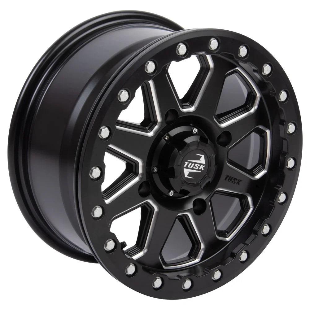 4/156 Tusk Uinta Beadlock Wheel 14x7 5.0 + 2.0 Milled/Black for Yamaha Wolverine RMAX 4 1000 XT-R 2021-2022