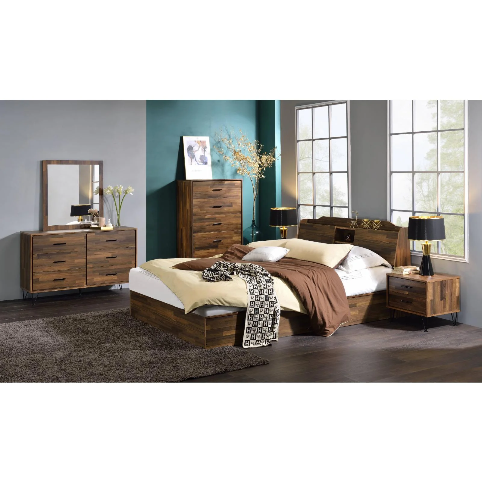 ACME Hestia 6-Drawer Wooden Dresser in Walnut Finish
